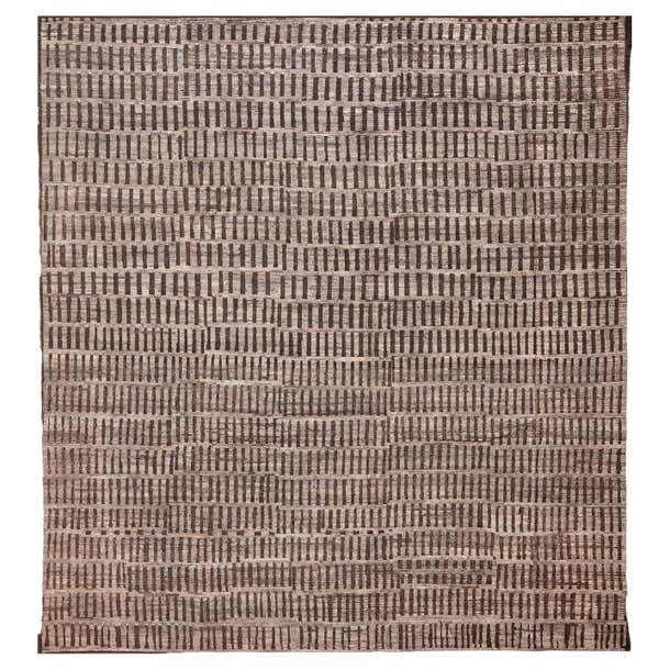 Nazmiyal Collection Square Neutral Geometric Tribal Modern Rug 10'7