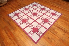 Nazmiyal Collection Star Geometric Antique American Quilt 6' 2" 6' 2"