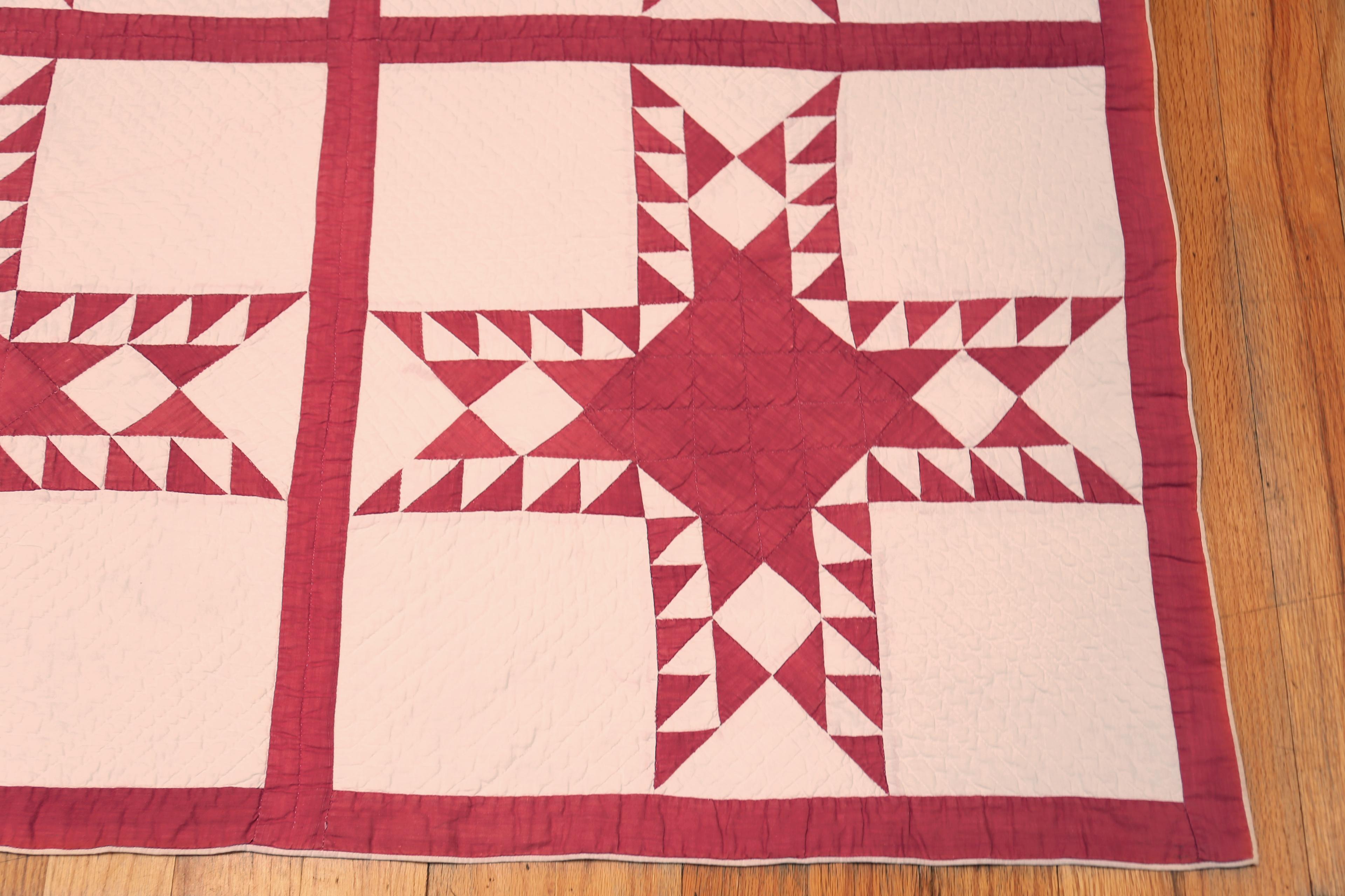 Annodato a mano Nazmiyal Collection Star Geometric Antique American Quilt 6' 2