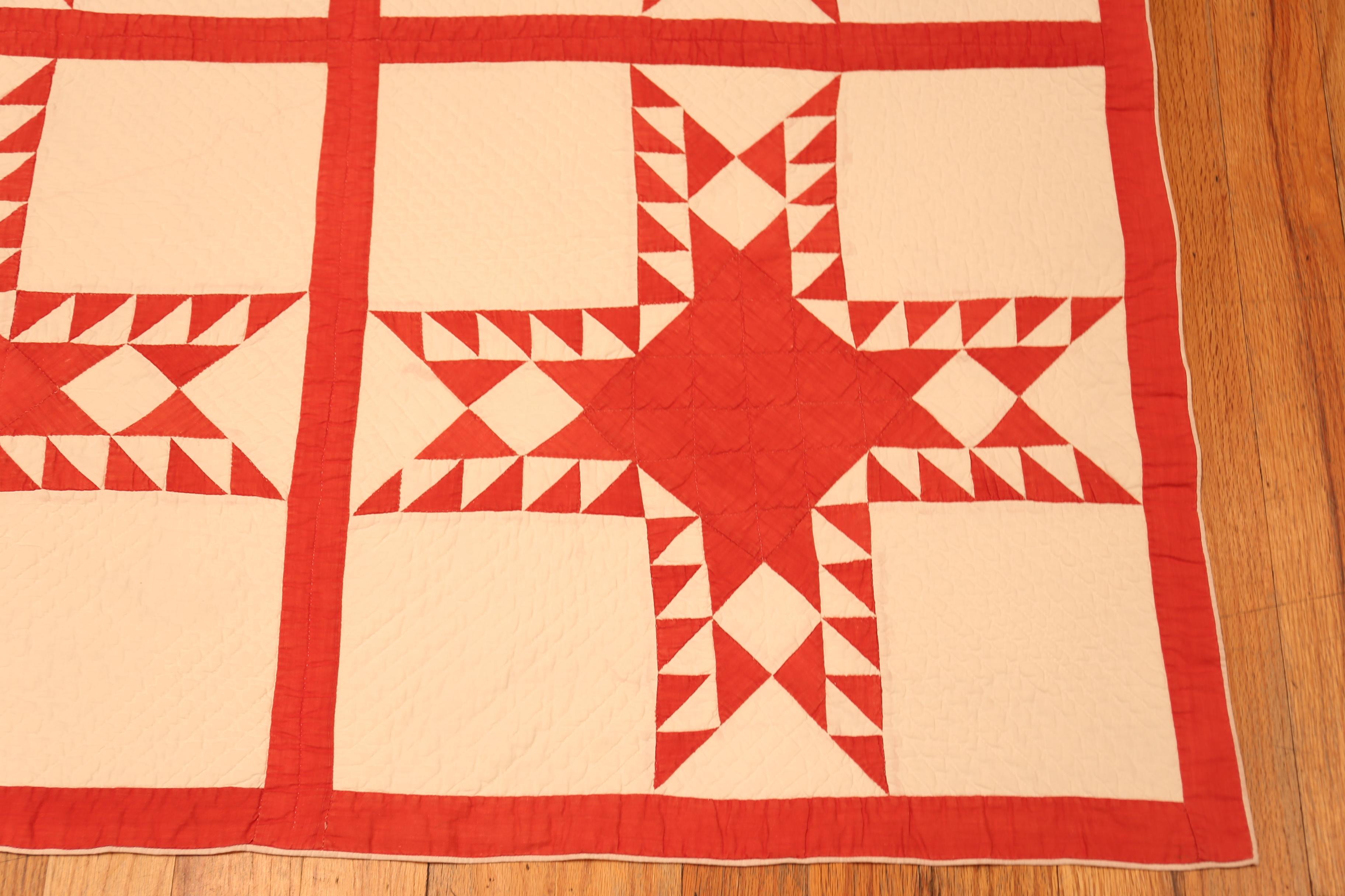 20th Century Nazmiyal Collection Star Geometric Antique American Quilt 6' 2