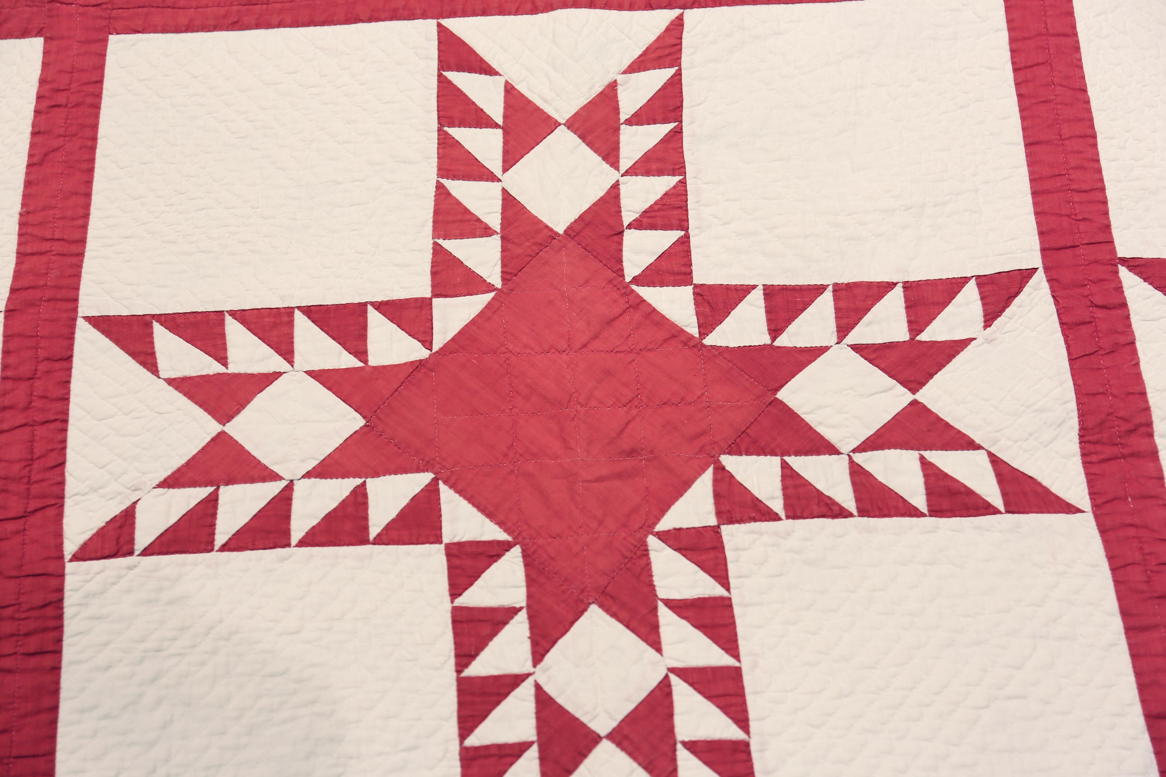 Nazmiyal Collection Star Geometric Antique American Quilt 6' 2