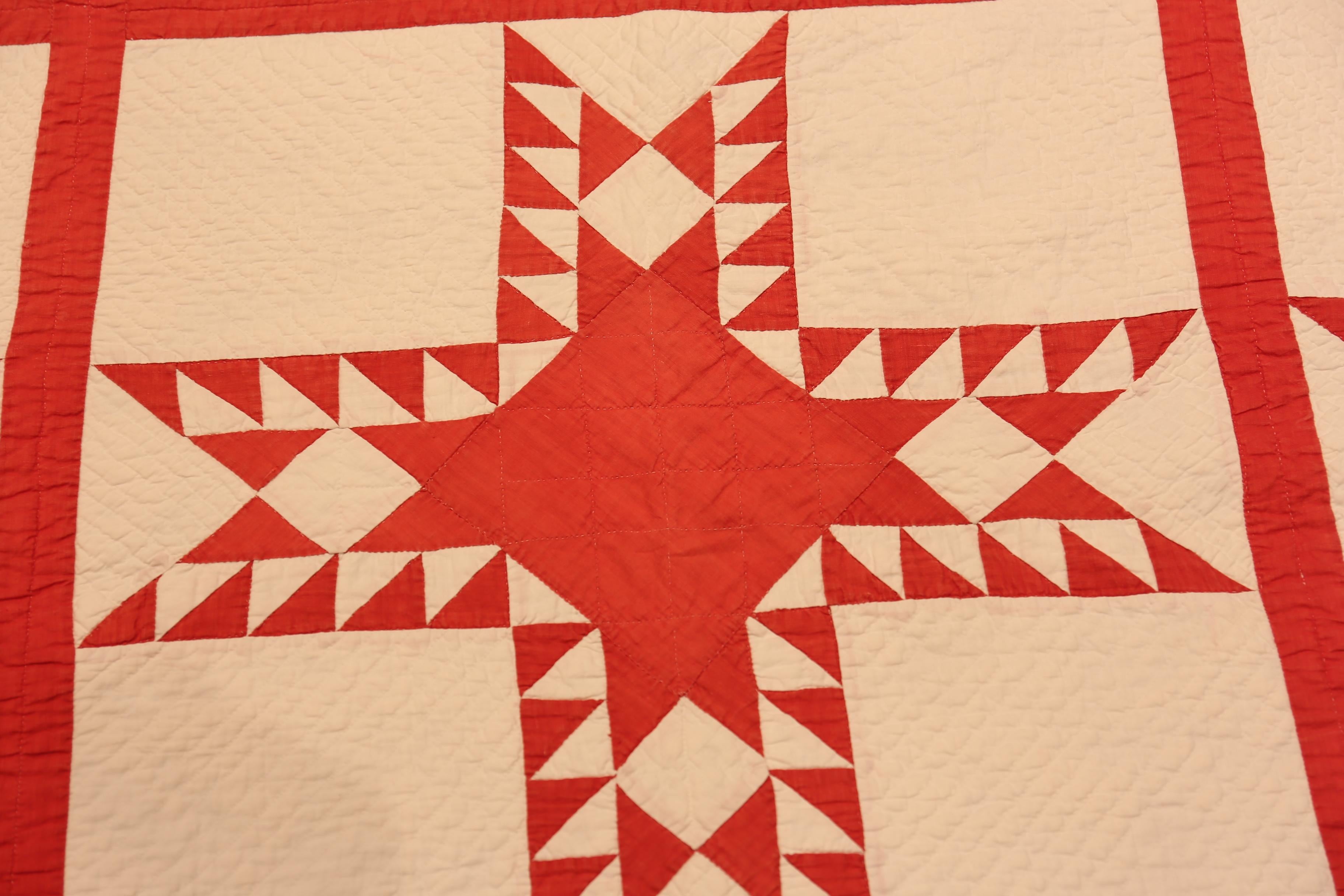 Nazmiyal Collection Star Geometric Antique American Quilt 6' 2