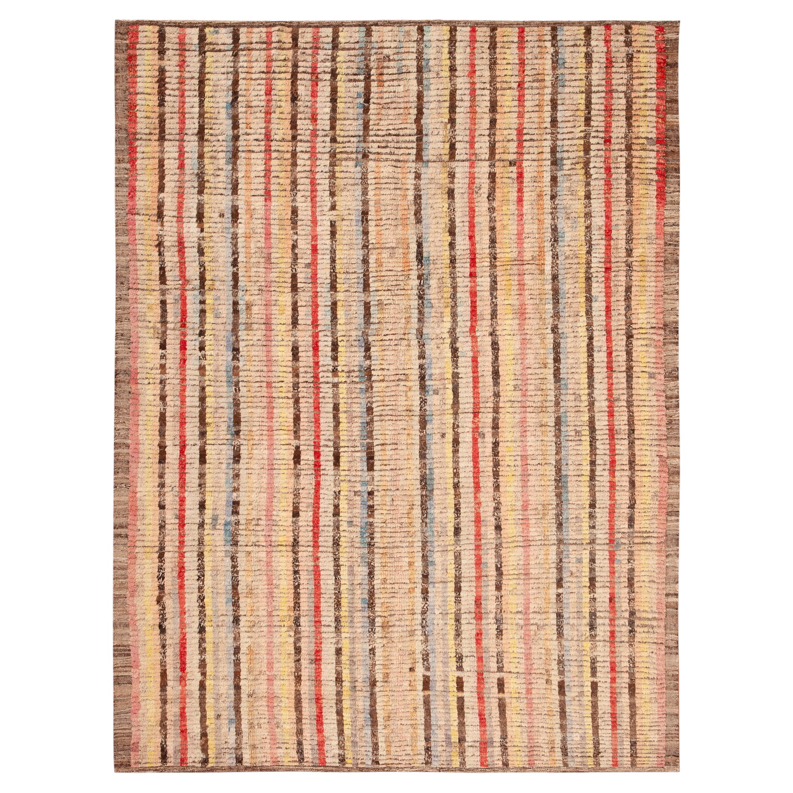 Nazmiyal Collection Striped Hand-Knotted Wool Area Rug 5ft 11in X 7ft 9in