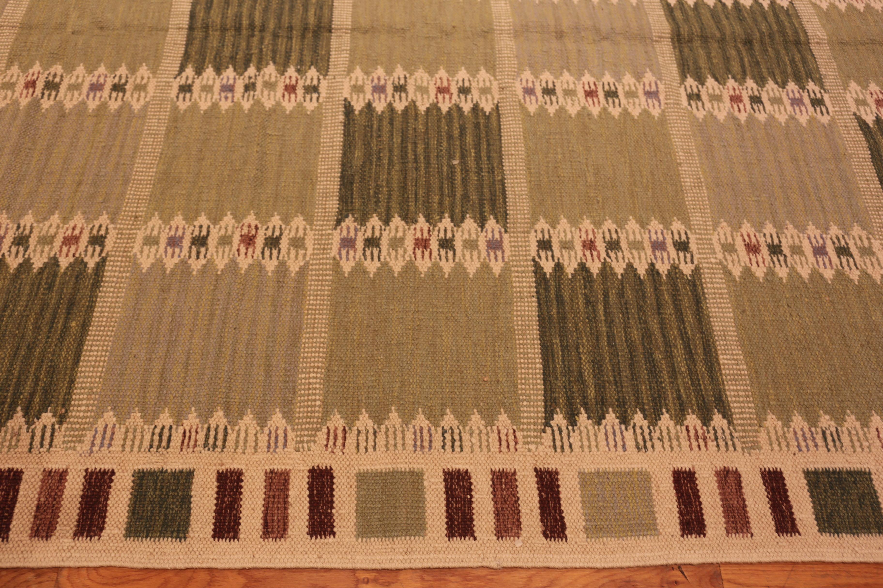 Annodato a mano Nazmiyal Collection Tappeto Kilim Geometrico Svedese 8 ft 10 in x 12 ft in vendita