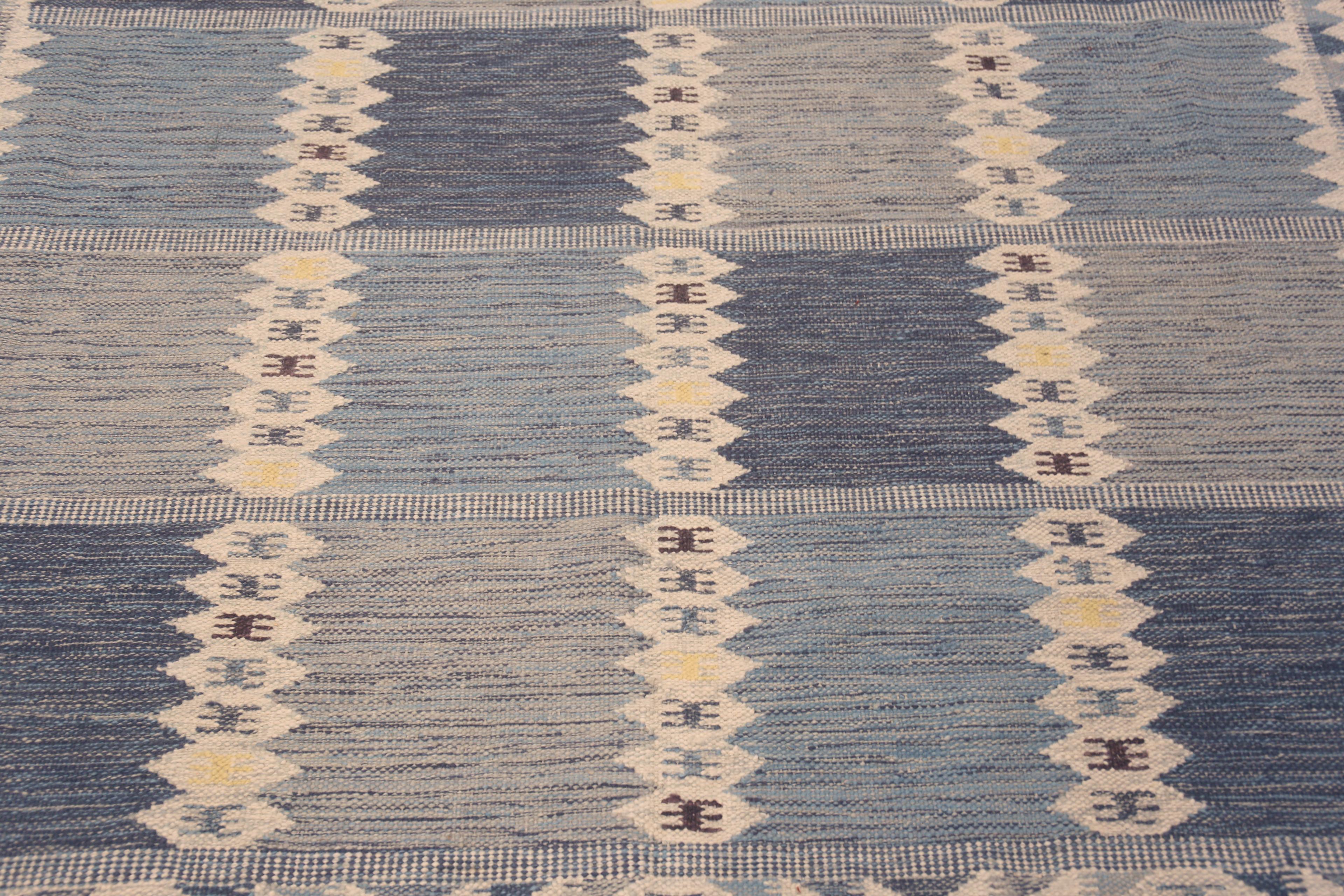 Tissé à la main Collection Nazmiyal suédoise mi-siècle moderne Taille du tapis Kilim 9' x 12'10