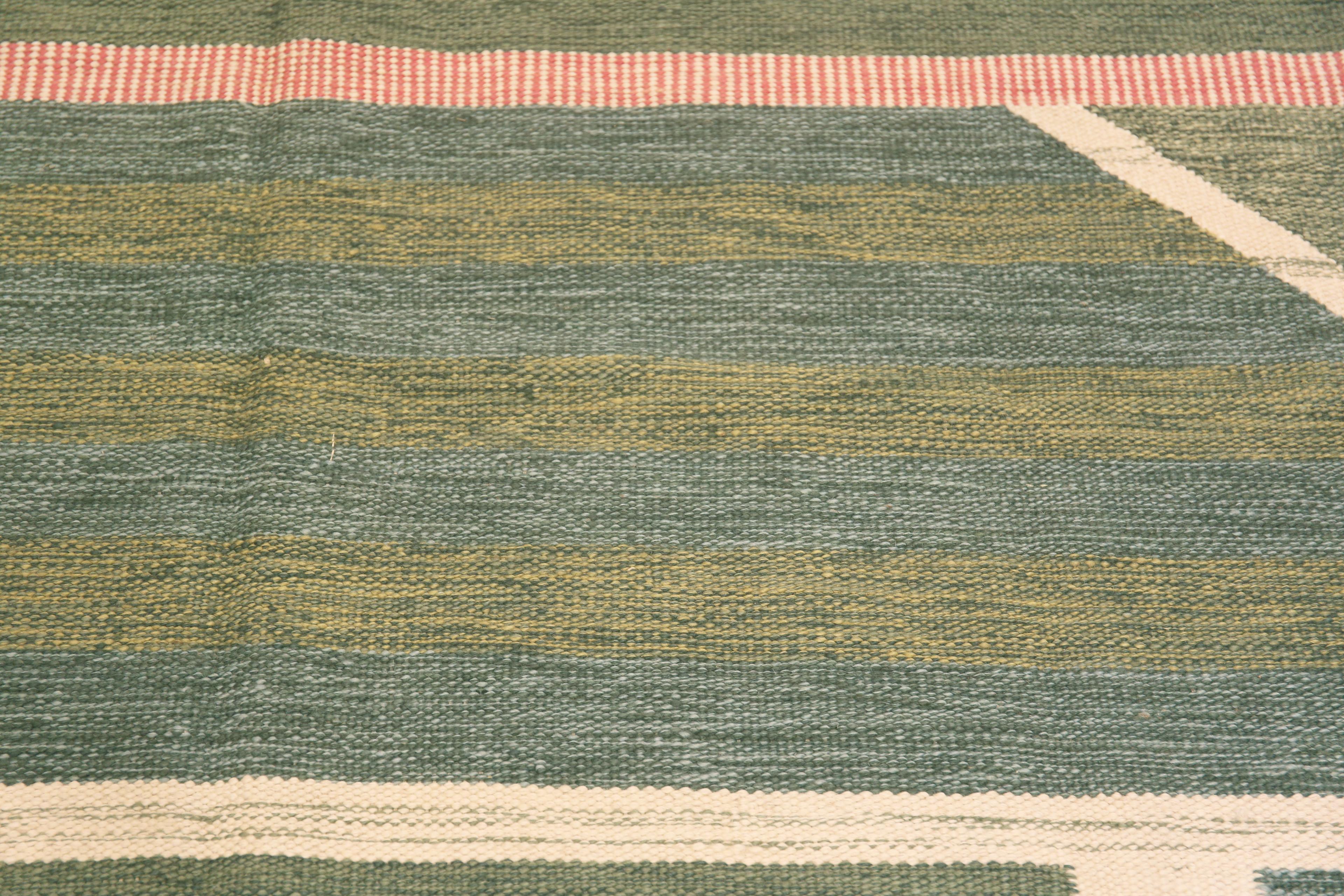 Contemporary Nazmiyal Collection Swedish Mid-Century Modern Style Flatwoven Rug 8'11