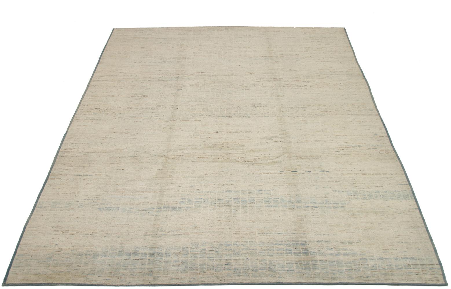 Nazmiyal Collection Taupe and Blue Modern Moroccan Style Rug 8ft 10in x 12ft 1in In New Condition In New York, NY