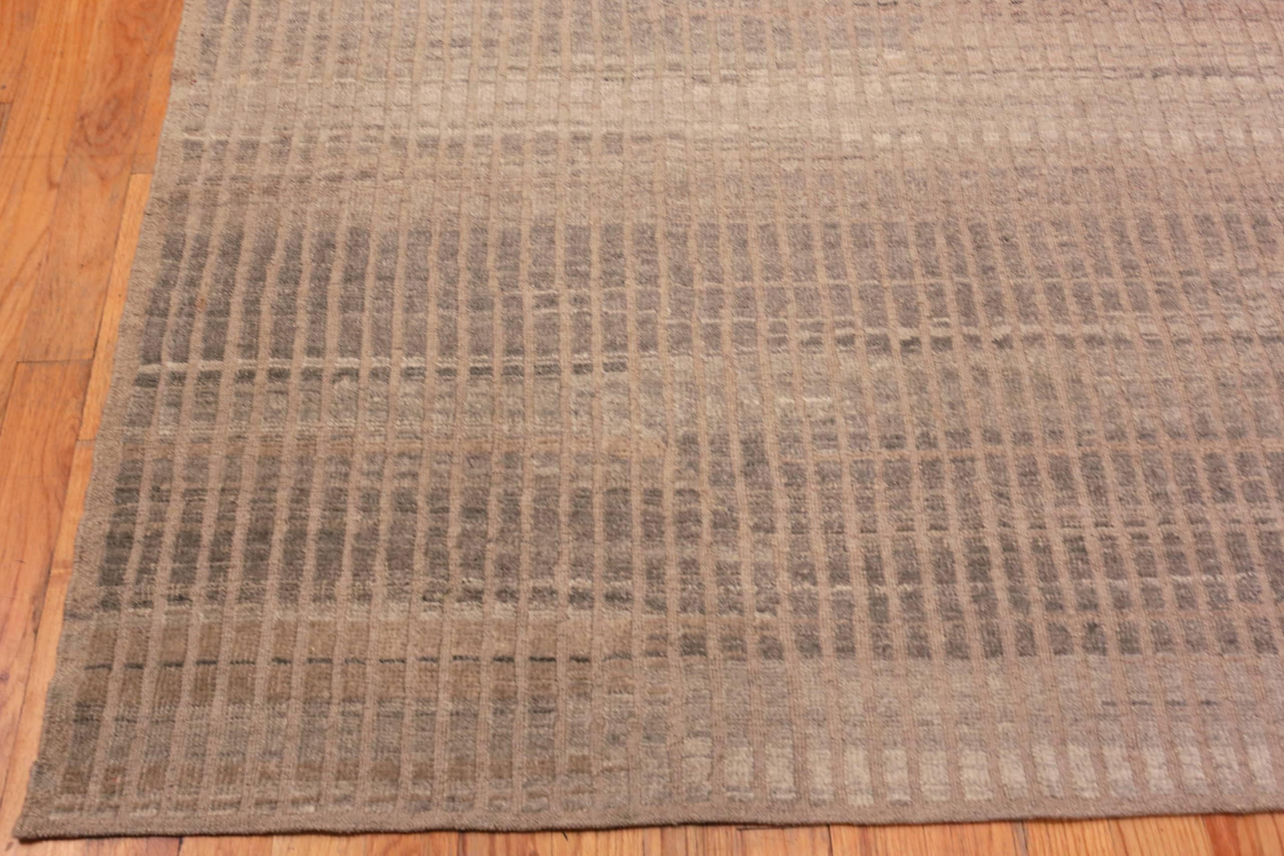Hand-Knotted Nazmiyal Collection Taupe Color Modern Distressed Rug. 12 ft 5 in x 15 ft 2 in  For Sale