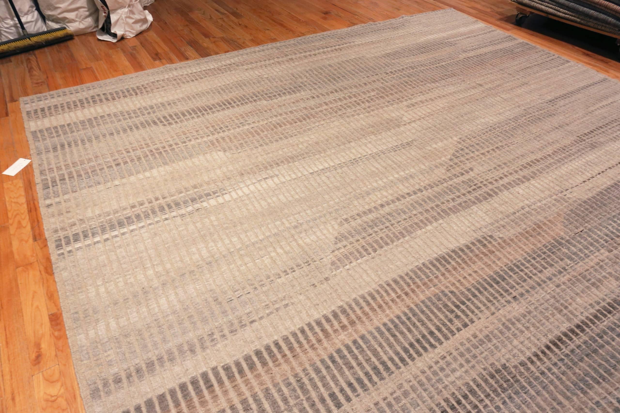 Wool Nazmiyal Collection Taupe Color Modern Distressed Rug. 12 ft 5 in x 15 ft 2 in  For Sale