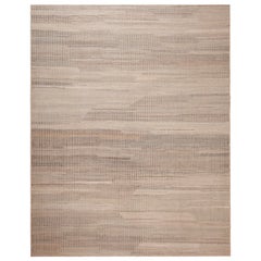 Nazmiyal Collection Taupe Color Modern Distressed Rug. 12 ft 5 in x 15 ft 2 in