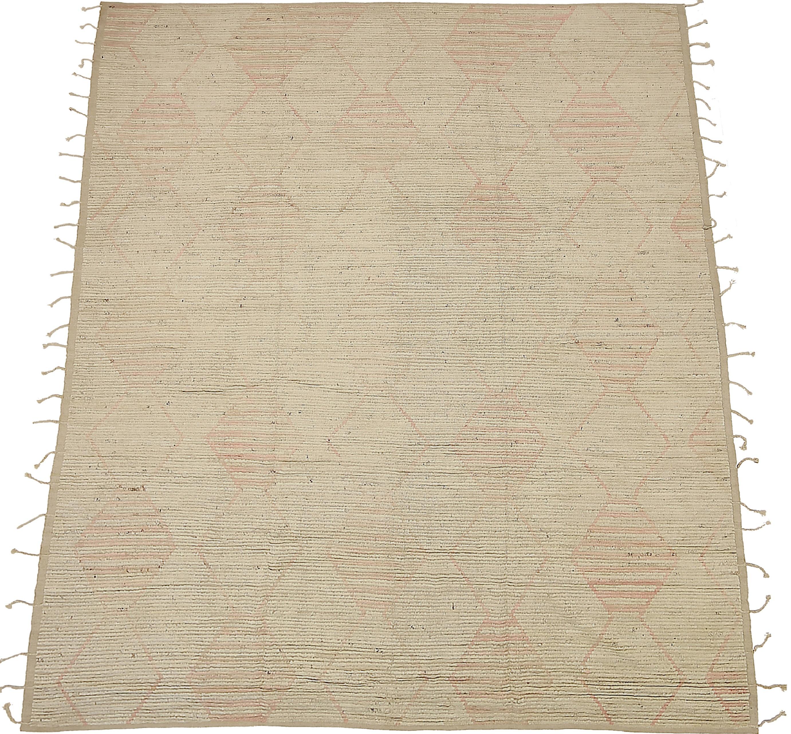Beautiful Taupe Geometric Modern Distressed Rug, Country of Origin: Afghanistan, Circa Date: Modern. Size: 10 ft x 13 ft 10 in (3.05 m x 4.22 m)