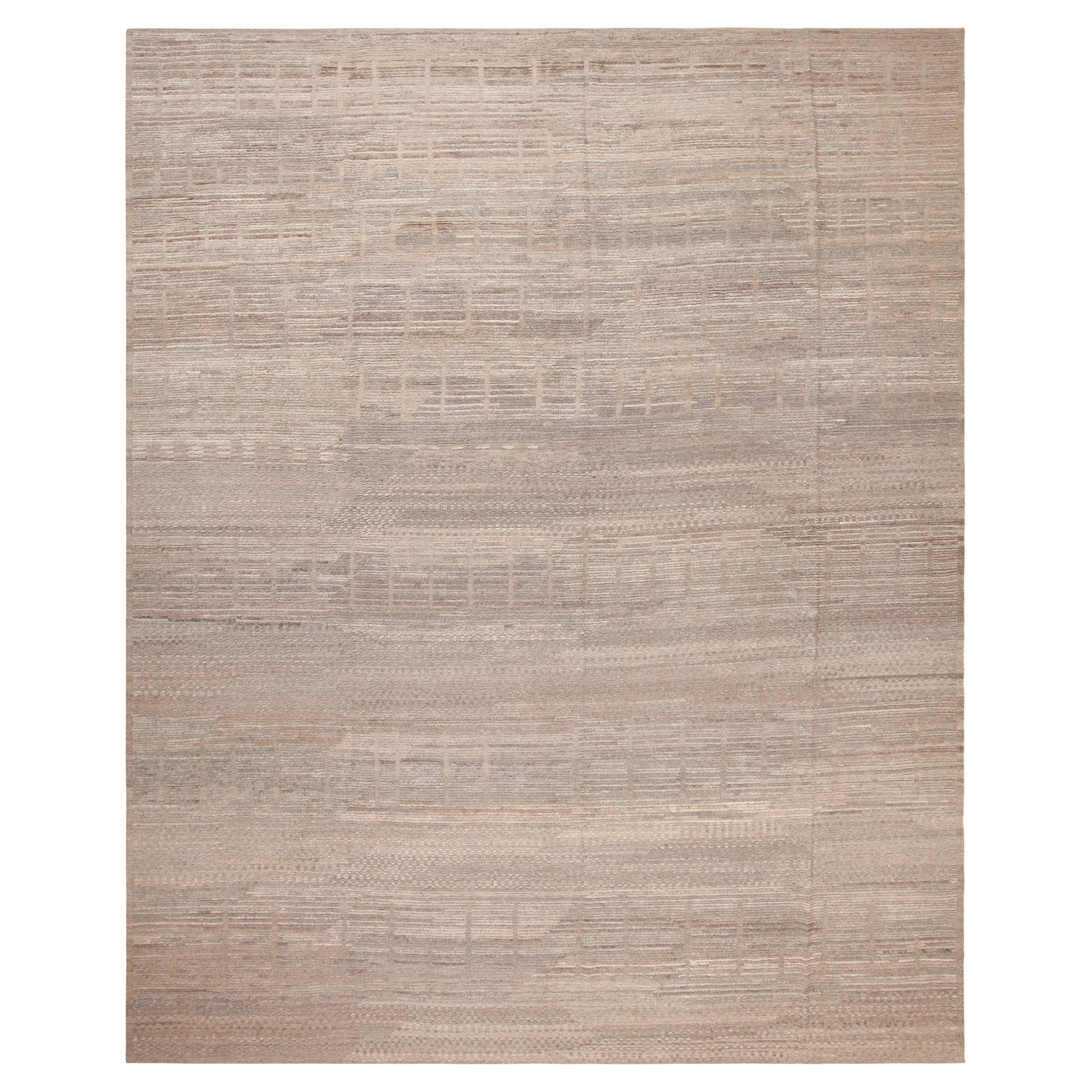 Moderner marokkanischer Teppich der Nazmiyal Kollektion in Taupe 11'9" x 14'9"