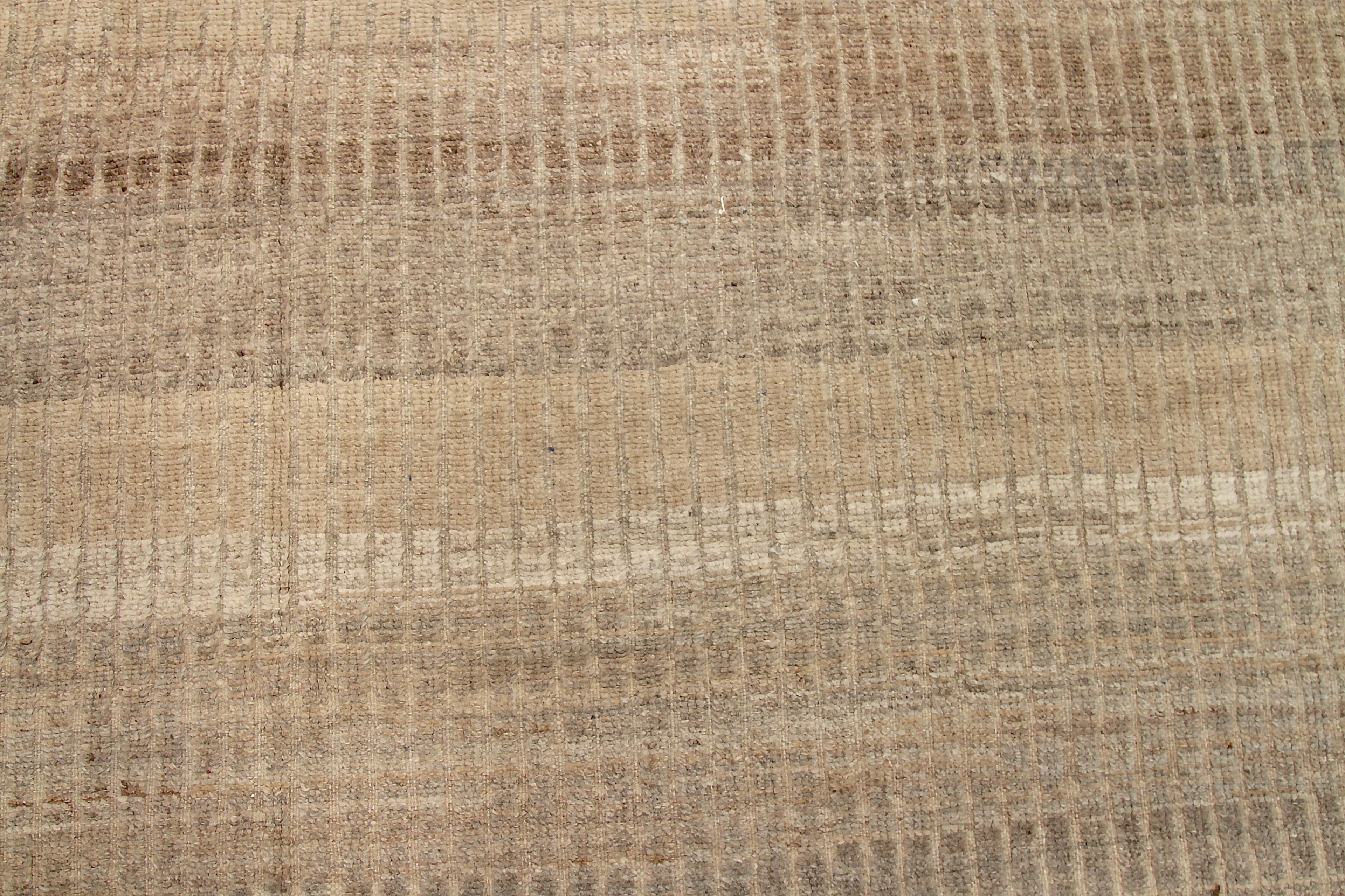 Afghan Nazmiyal Collection Taupe Textured Modern Distressed Rug. 9 ft 2 in x 12 ft 1 in