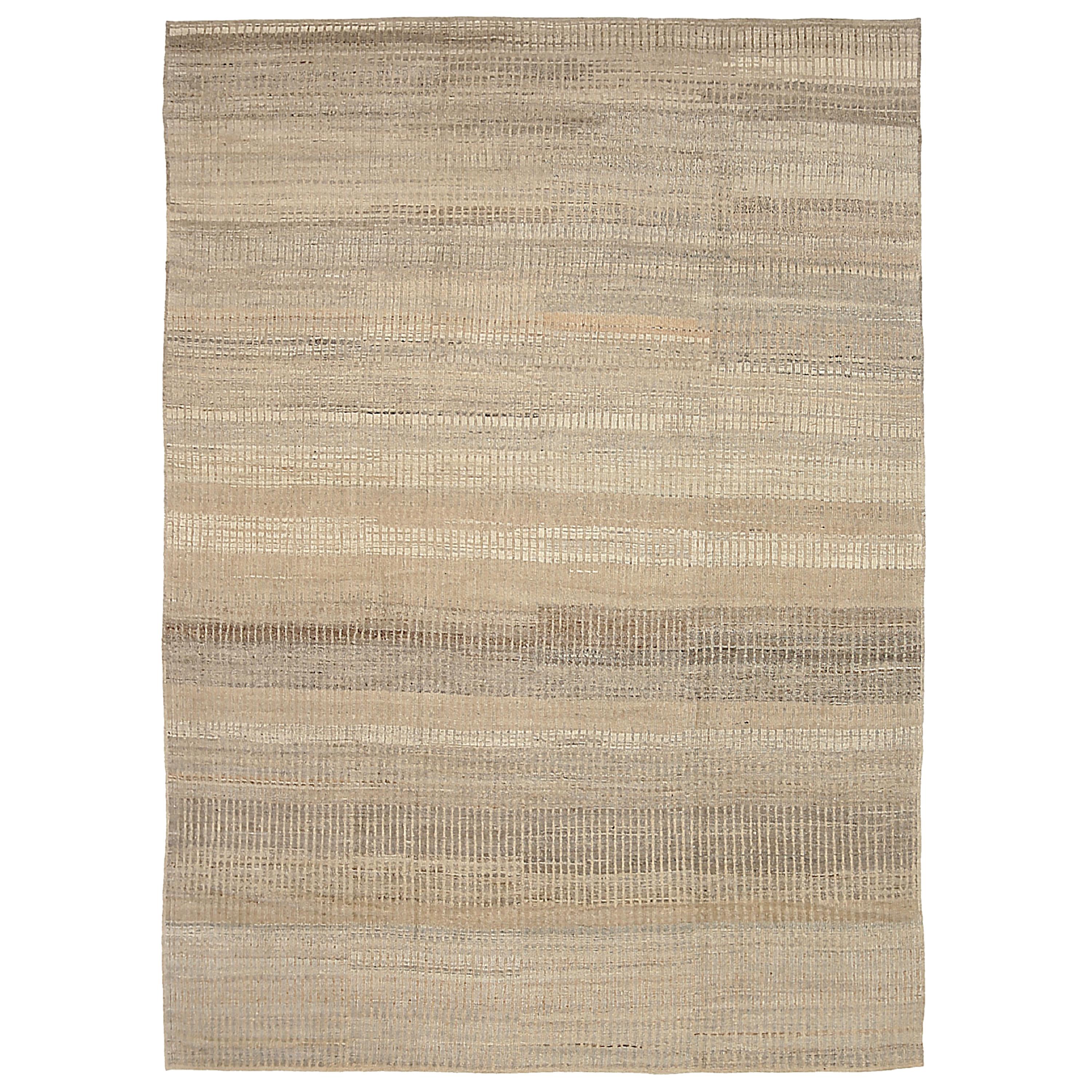 Nazmiyal Collection Taupe Textured Modern Distressed Rug. 9 ft 2 in x 12 ft 1 in