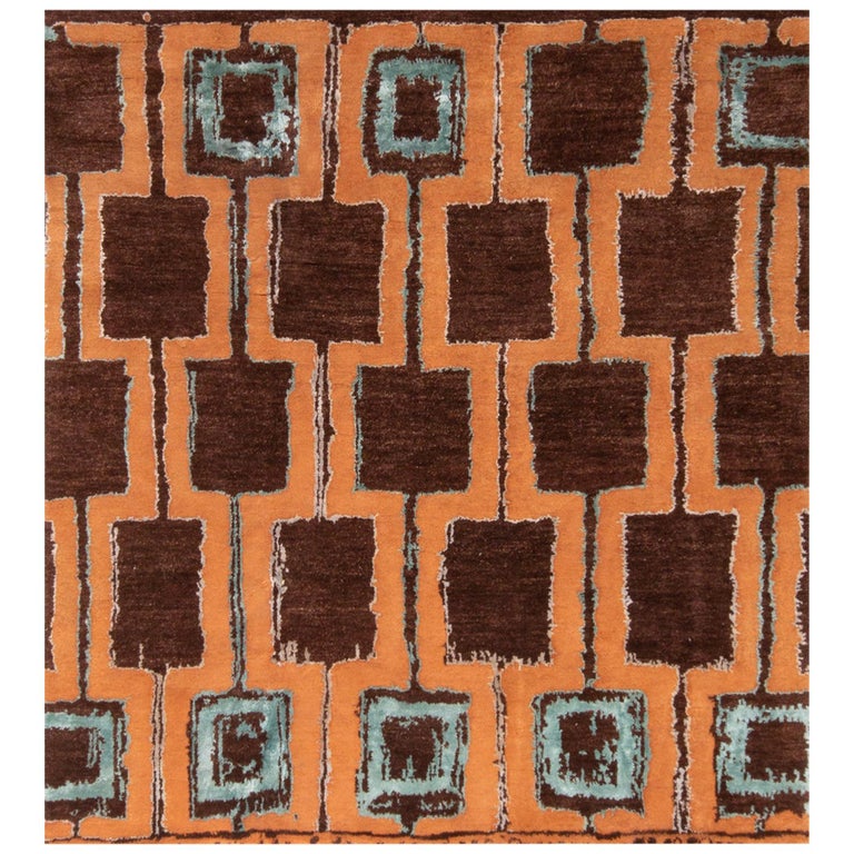 Nazmiyal Collection Terracotta Color Mid Century Modern Rug 5 ft 5 in x
