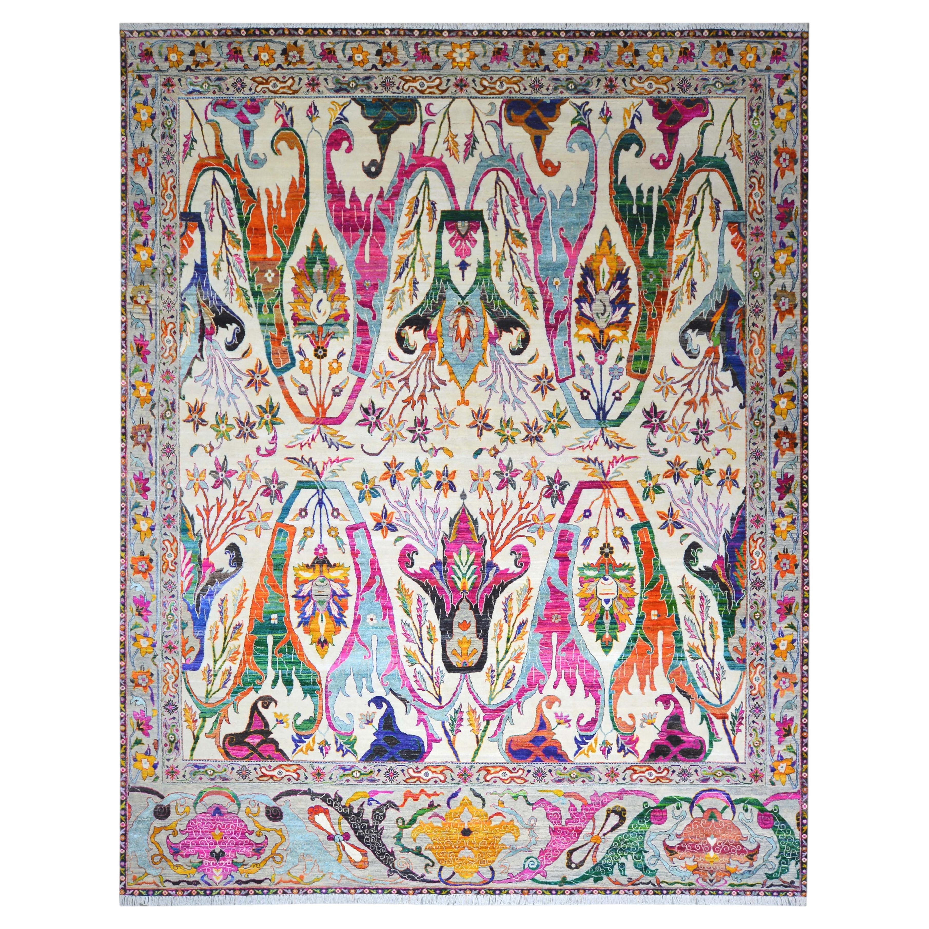 Nazmiyal Collection Transitional Bijar Pure Silk Rug 11'11" x 14'10"