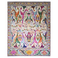 Tappeto in pura seta Bijar in stile transizionale della Nazmiyal Collection, 11'11" x 14'10"