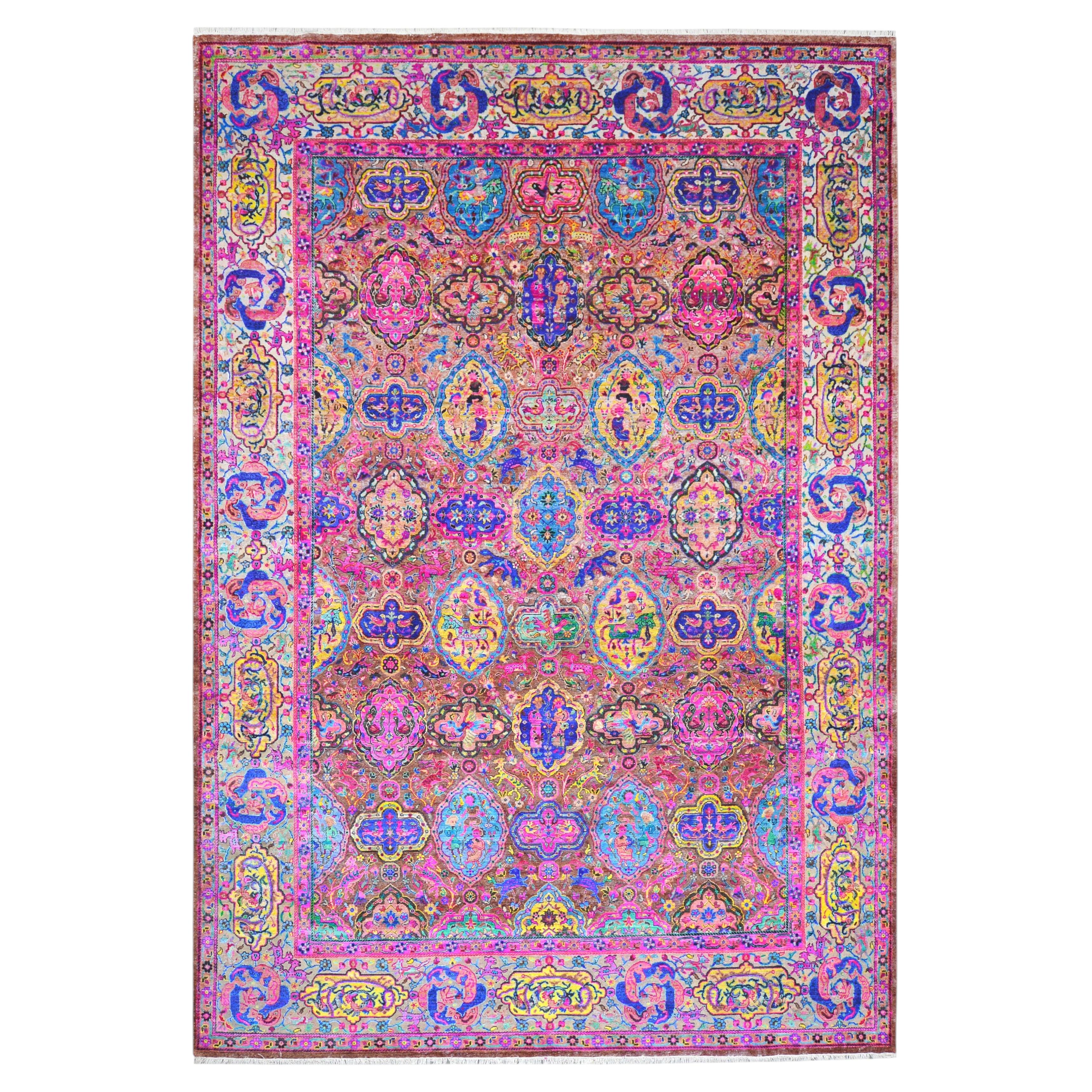 Nazmiyal Collection Transitional Bijar Silk and Wool Hand-Knotted Rug 9'7" x14'