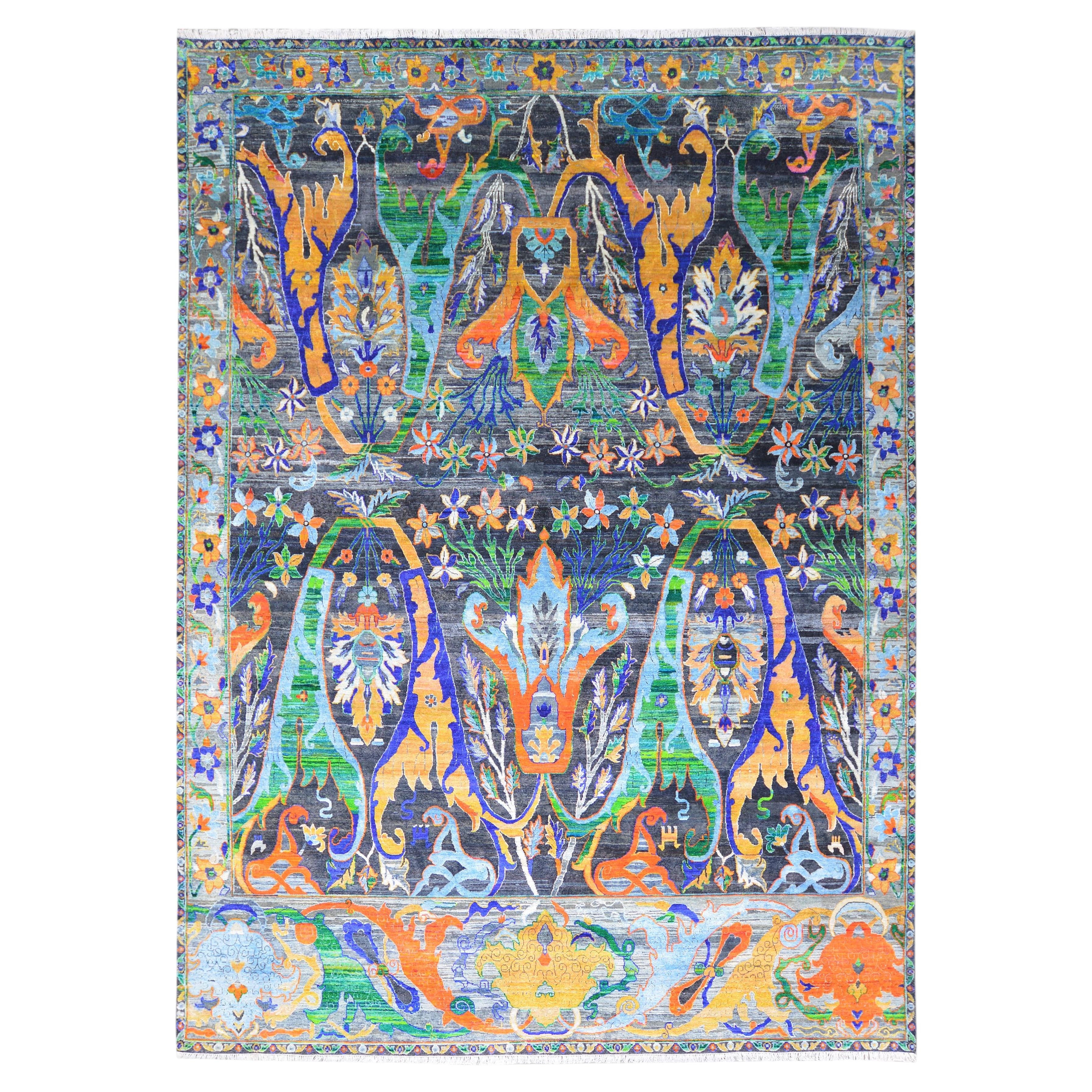 Nazmiyal Collection Transitional Bijar Silk and Wool Rug 10'1" x 14'