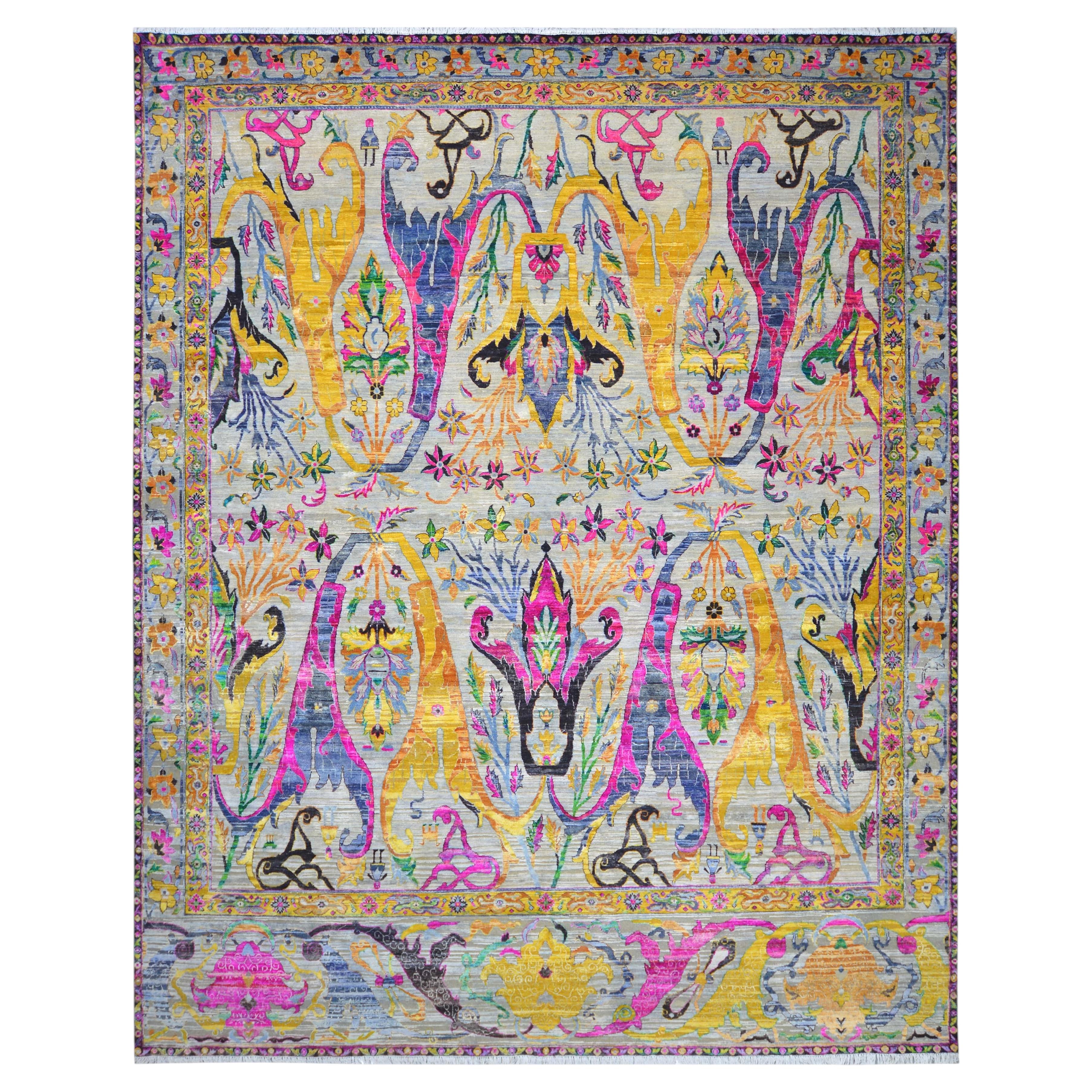 Nazmiyal Collection Transitional Bijar Silk and Wool Rug 12'1" x 15'4"