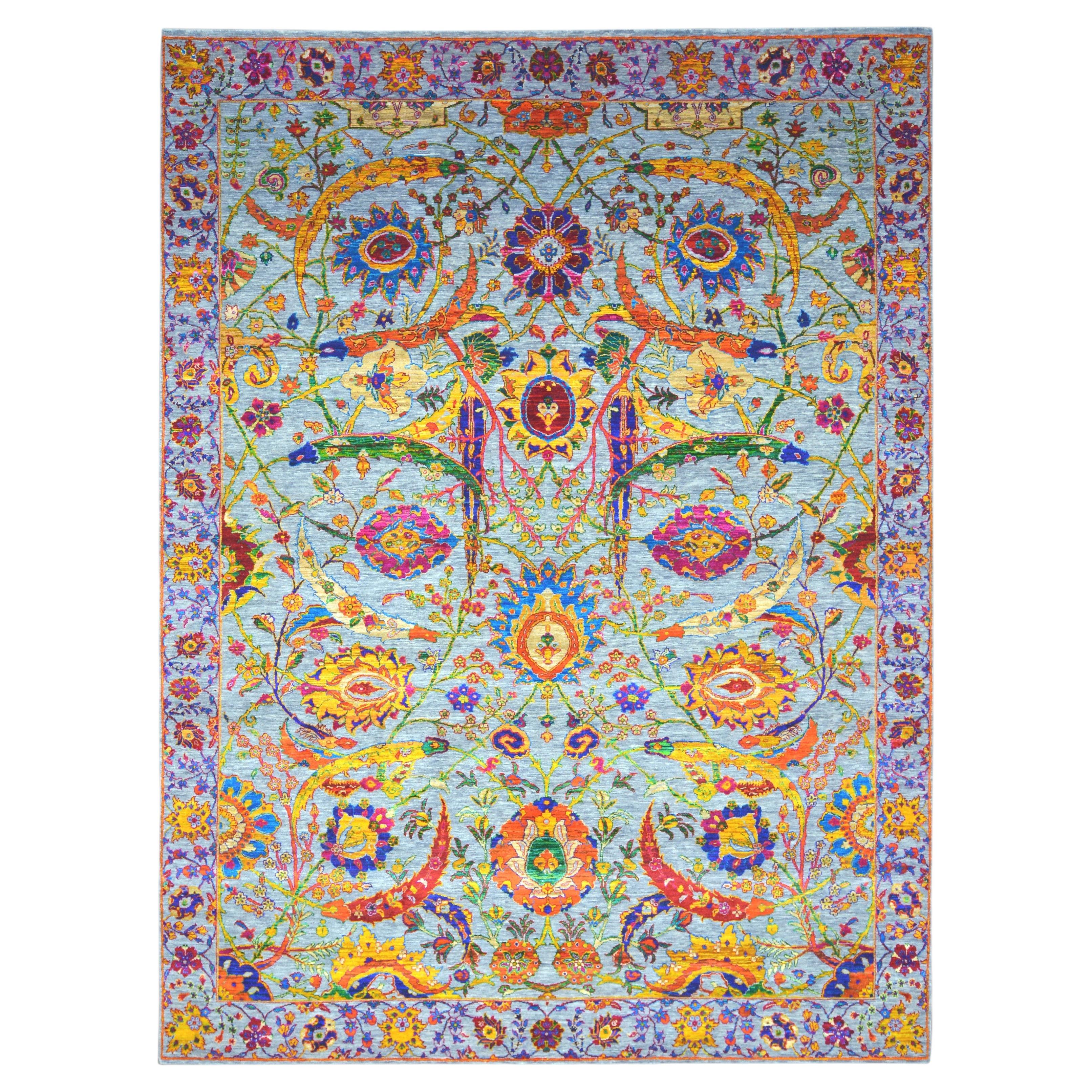 Tappeto in seta e lana della Nazmiyal Collection, stile Transitional, tonalità gioiello, 9' x 12'1"