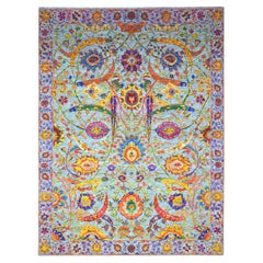 Tappeto in seta e lana della Nazmiyal Collection, stile Transitional, tonalità gioiello, 9' x 12'1"