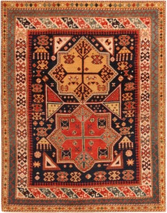 Nazmiyal Collection Tribal Antique Caucasian Shirvan Rug. 3 ft 6 in x 4 ft 3 in