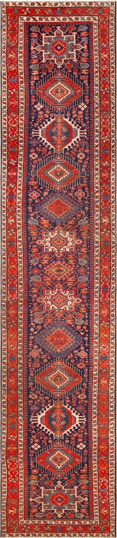 Nazmiyal Collection Tribal Antique Persian Heriz Runner Rug 3'6" x 17'5"