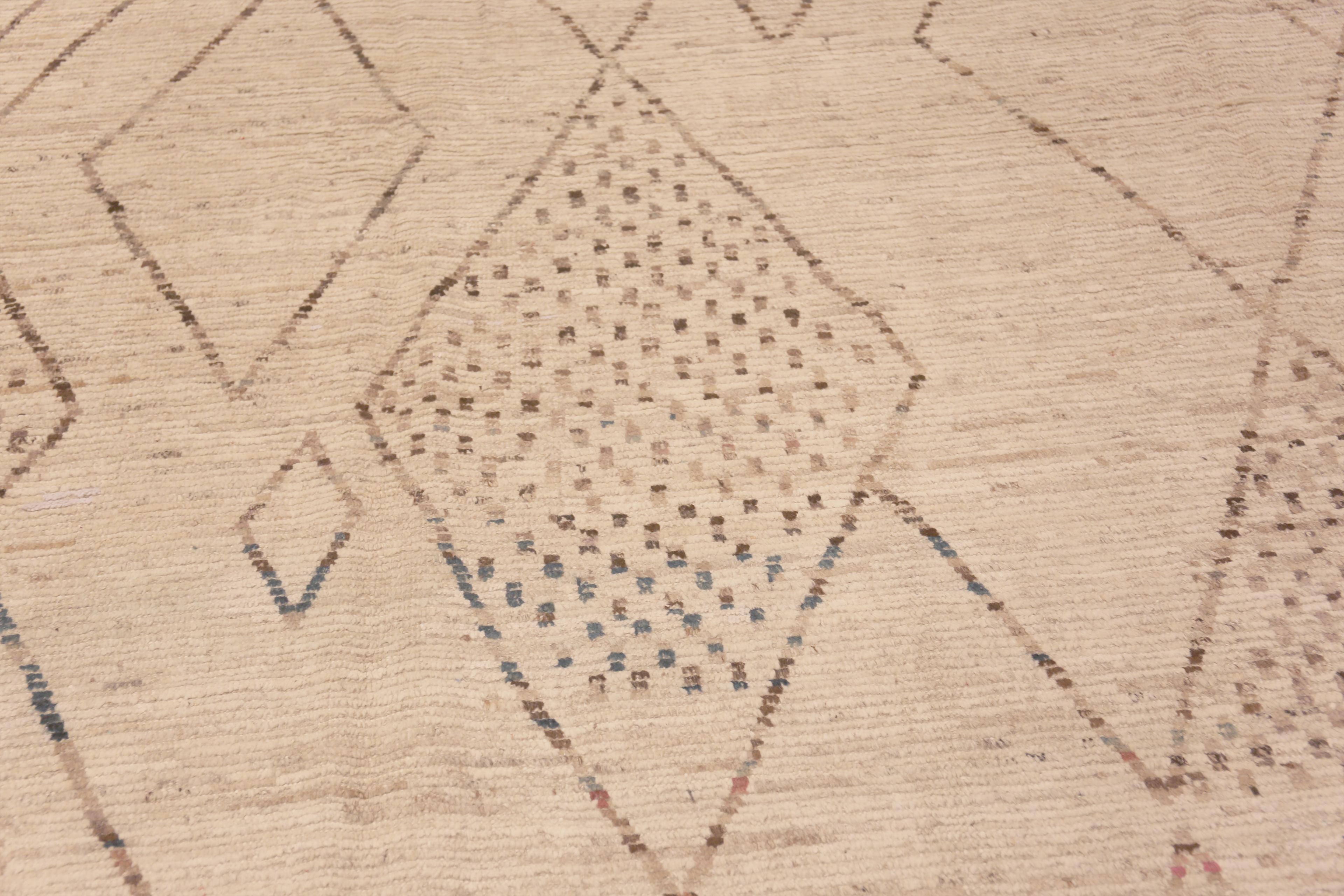 Nazmiyal Kollektion Stammeskunst Beni Ourain Design Muster Moderner Teppich 10'4