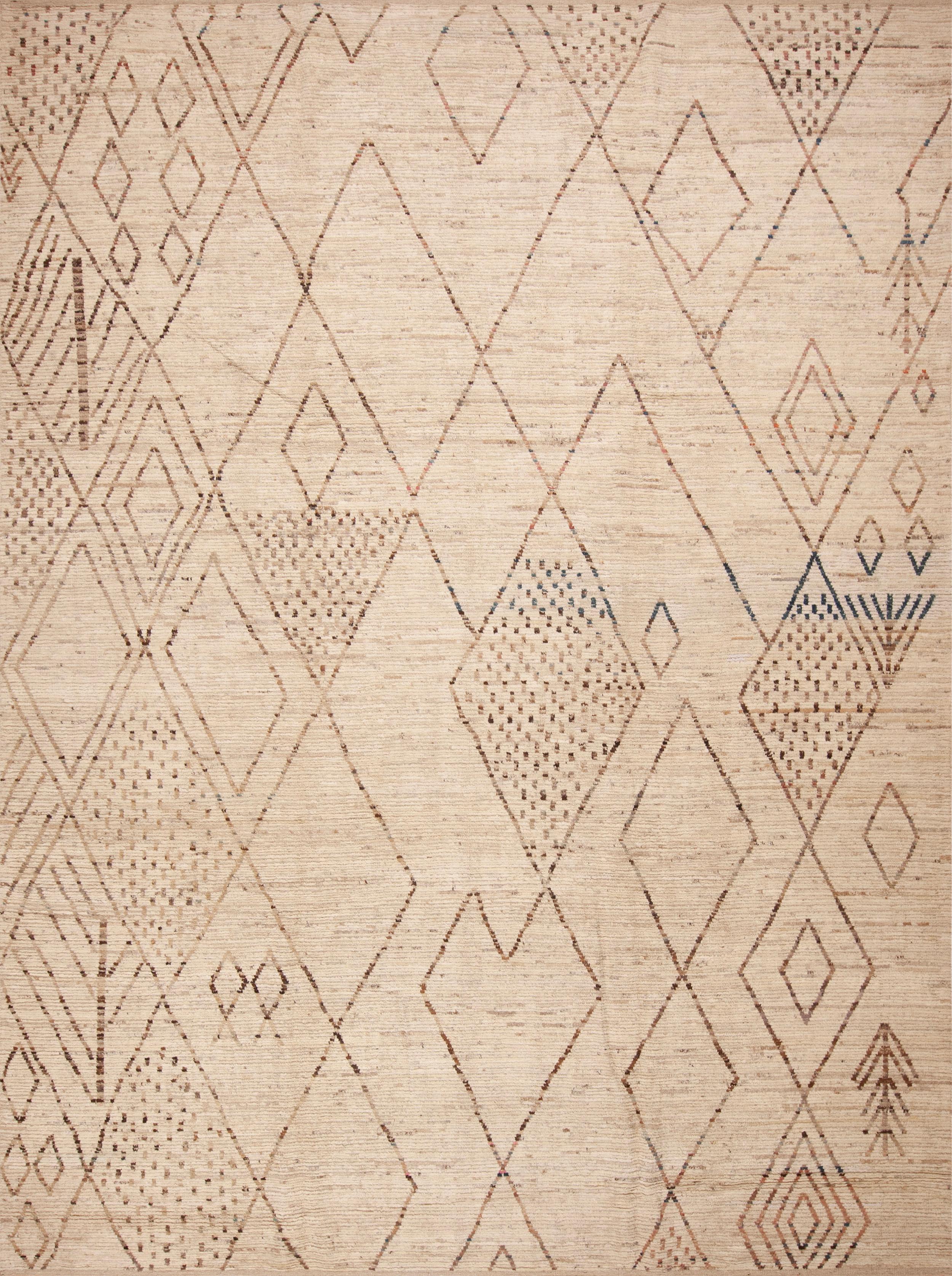 Nazmiyal Kollektion Stammeskunst Beni Ourain Design Muster Moderner Teppich 10'4