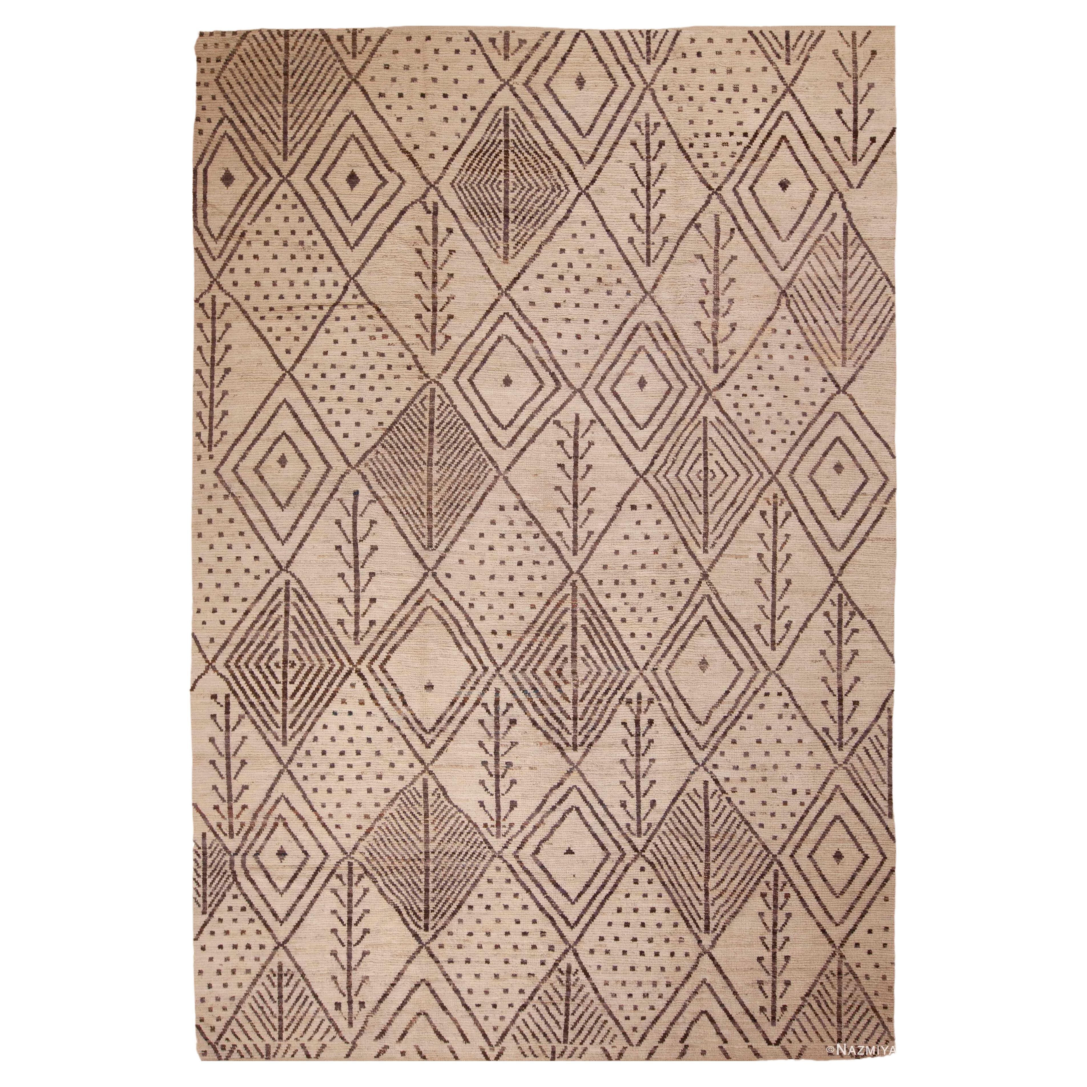 Nazmiyal Collection Tribal Berber Beni Ourain Design Modern Rug 10'2" x 14'2" For Sale
