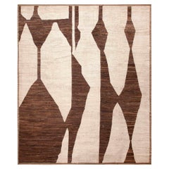 Nazmiyal Collection Design Tribal Ivory and Brown Modern Area Rug 12'11" x 15'8" (tapis moderne)