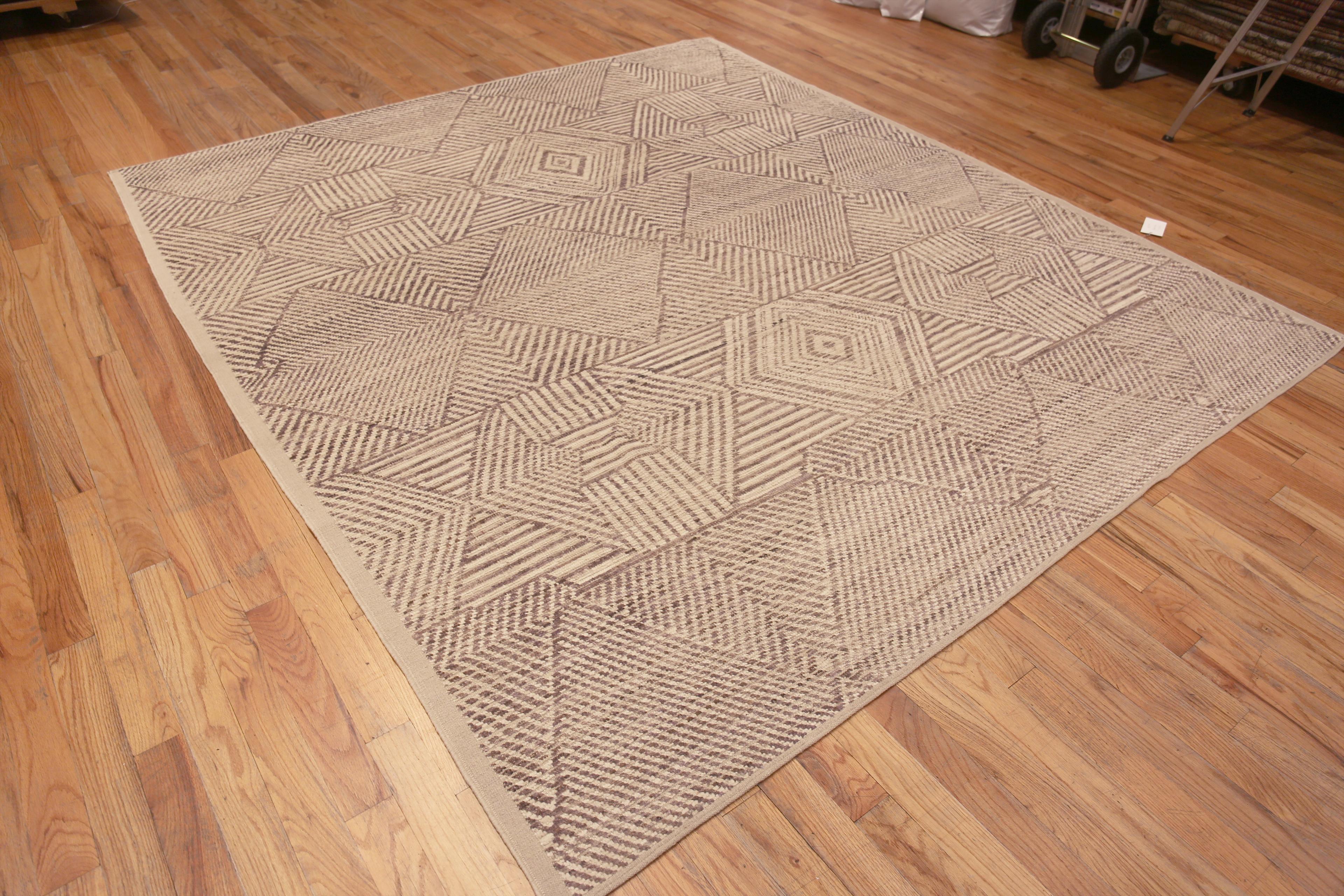 Elegant North African Inspired Tribal Design Modern Geometric Neutral Color Area Rug, Country of origin: Central Asia, Circa date: Modern Rugs