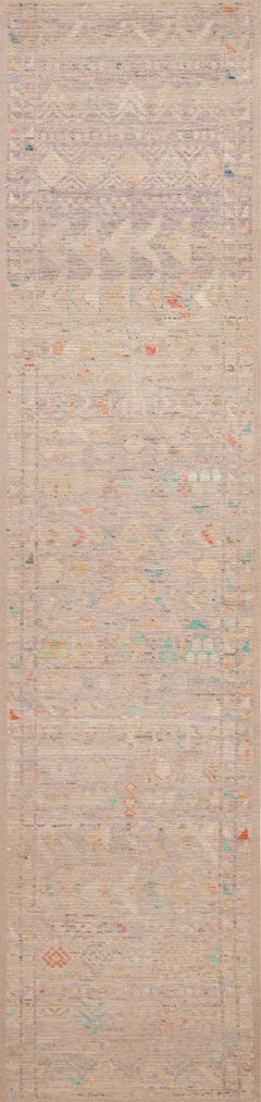 Nazmiyal Collection Tribal Geometric Abrash Modern Runner Rug 3'4" x 9'6"