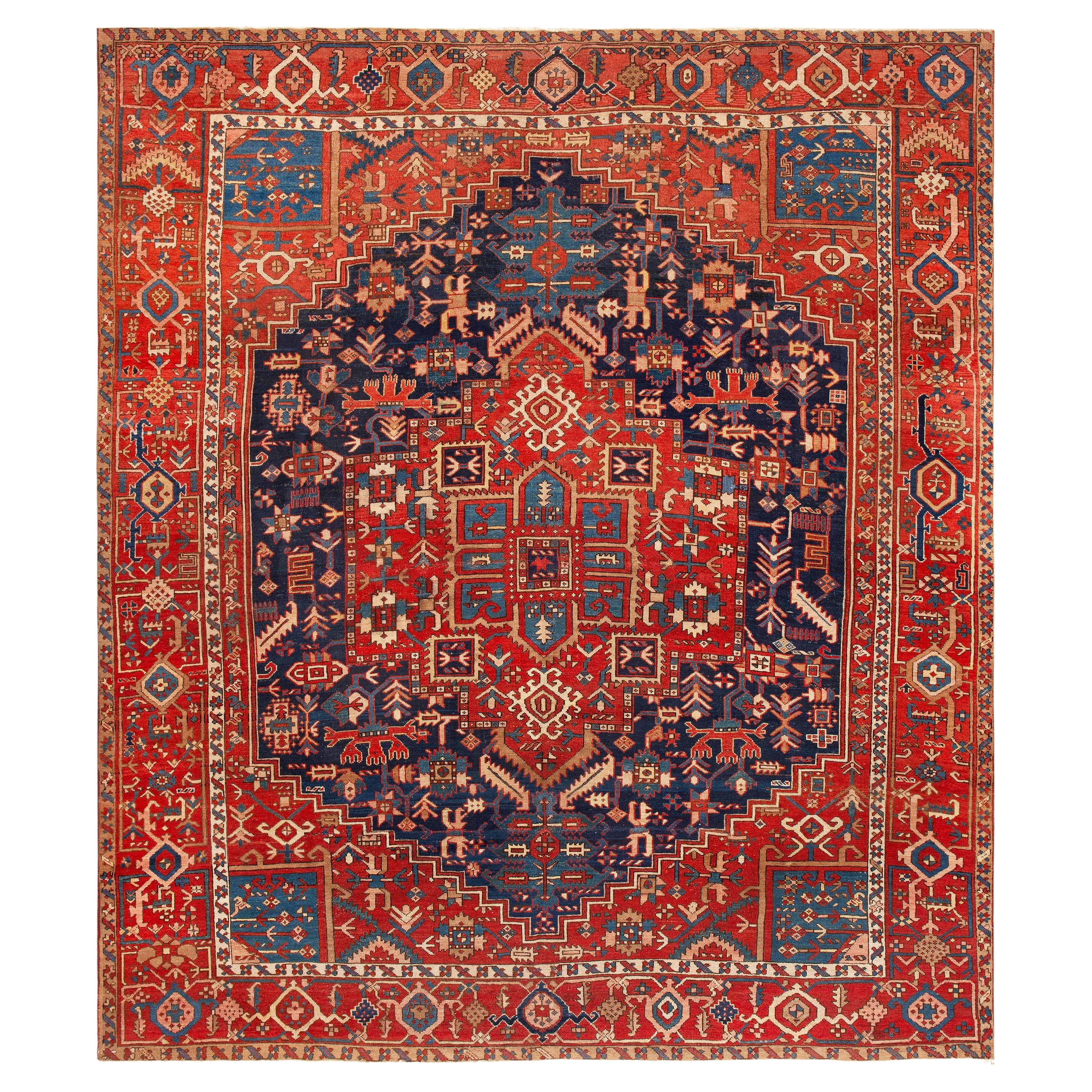 Nazmiyal Collection Tribal Geometric Antique Persian Heriz Rug 10'5" x 11'10"
