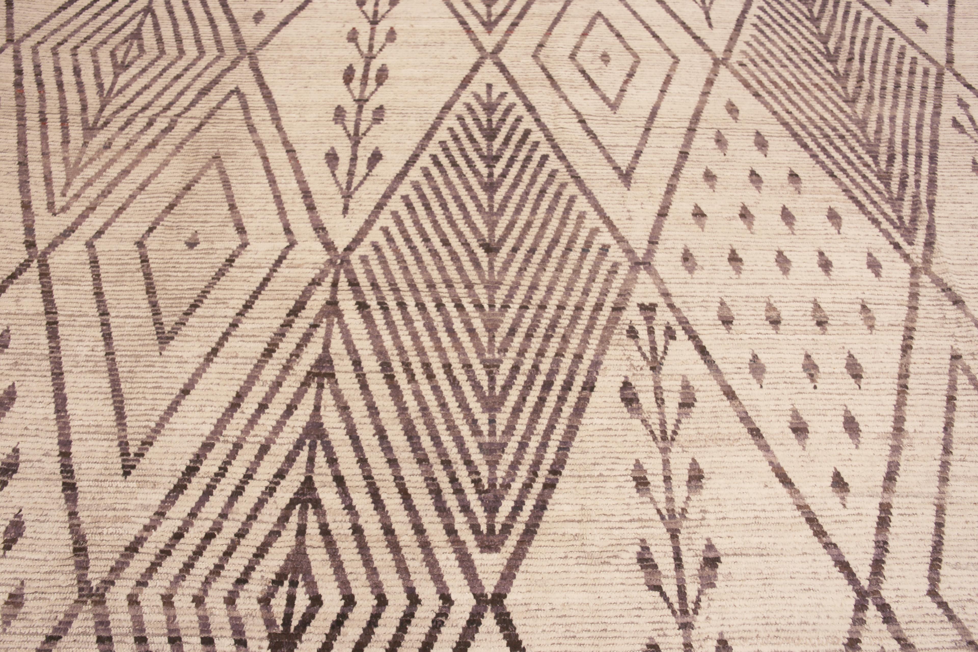 Noué à la main Collection Nazmiyal Tribal Geometric Beni Ourain Design Modern Rug 12' x 15'3