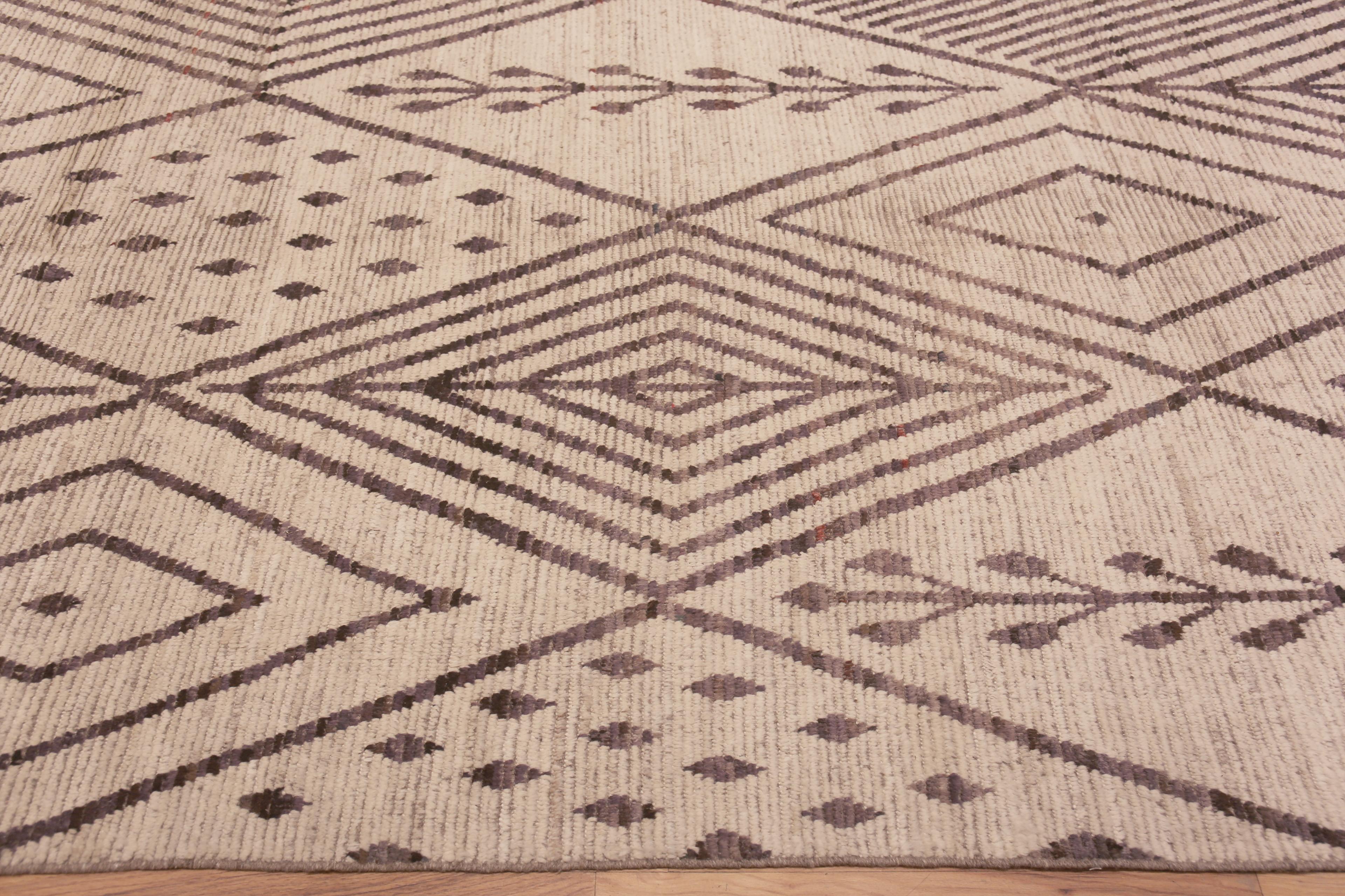 XXIe siècle et contemporain Collection Nazmiyal Tribal Geometric Beni Ourain Design Modern Rug 12' x 15'3