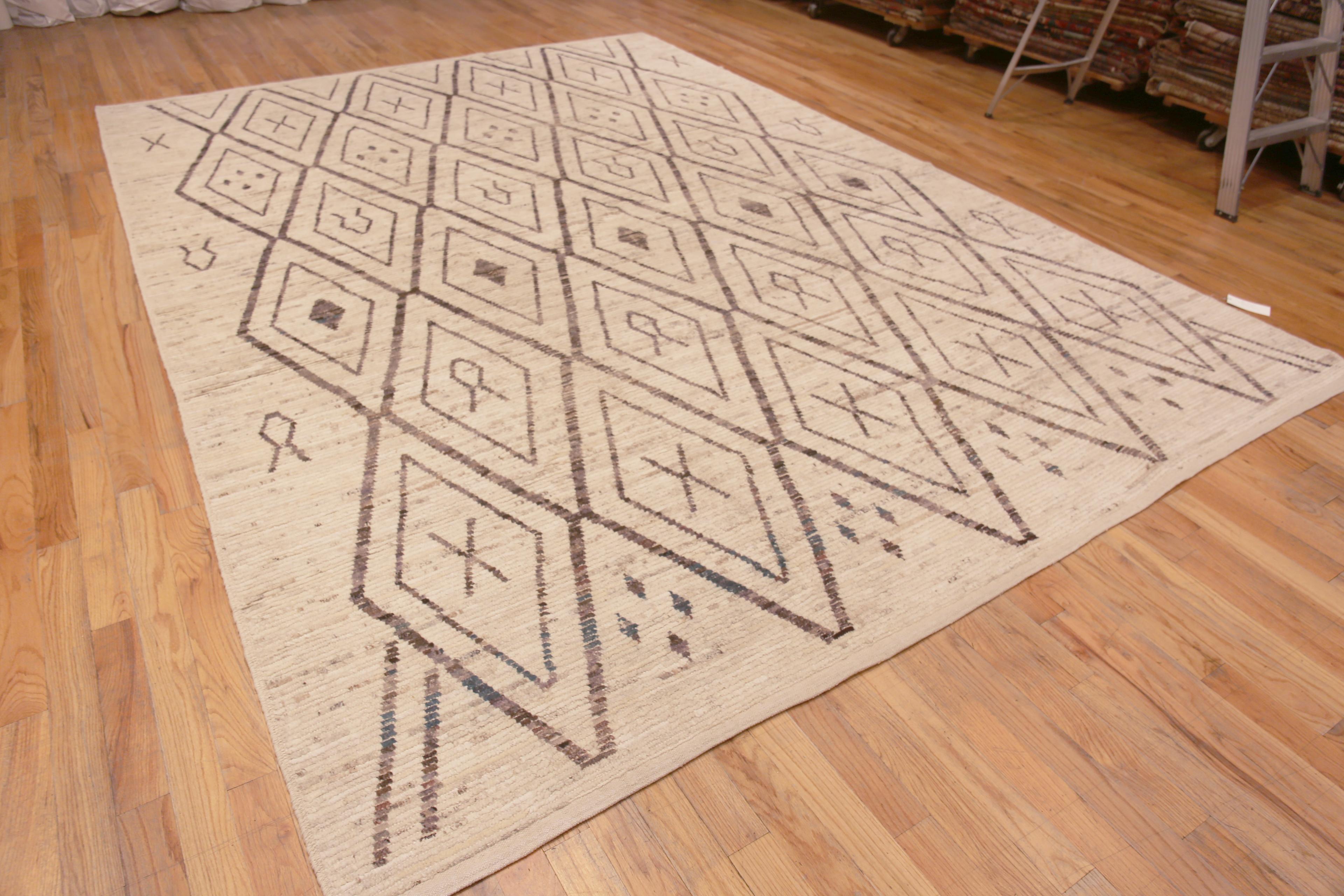 Dekorative Tribal Geometrische Marokkanische Berber Beni Ourain Design Area Rug, Herkunftsland: Zentralasien, Entstehungszeit: Modern Rugs 
