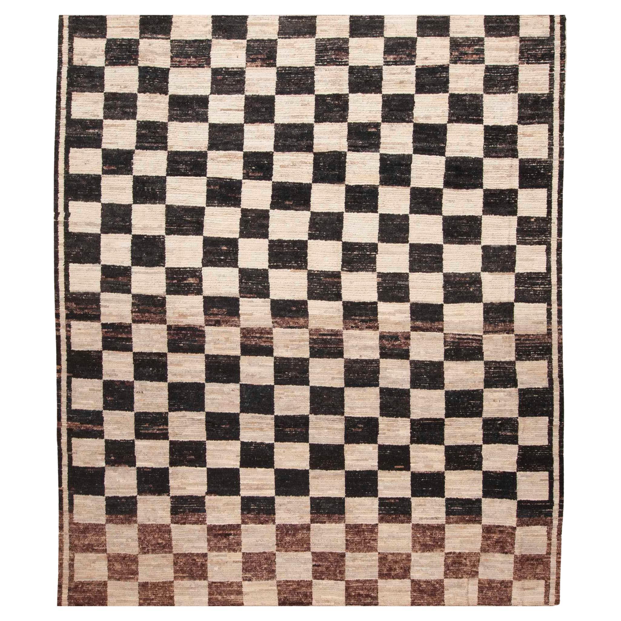 Nazmiyal Collection Tribal Geometric Checkerboard Modern Area Rug 11'7" x 12'5" For Sale