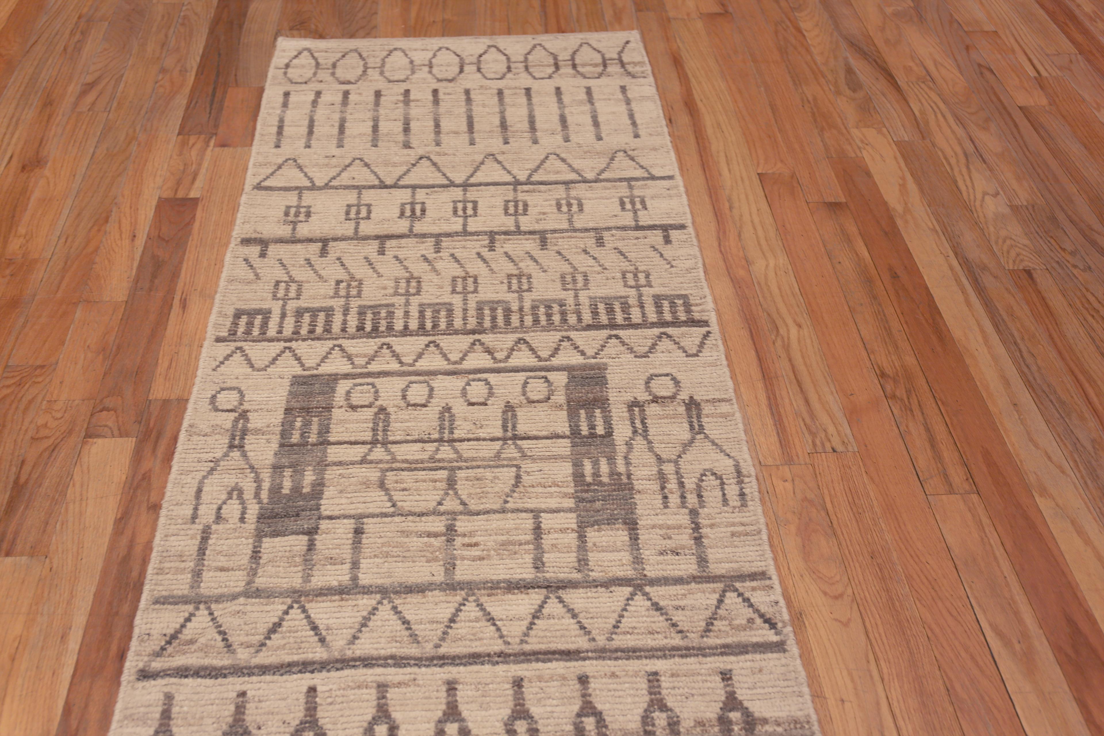 Tribal Collection Nazmiyal, design géométrique tribal, tapis de couloir moderne de 3' x 11' en vente