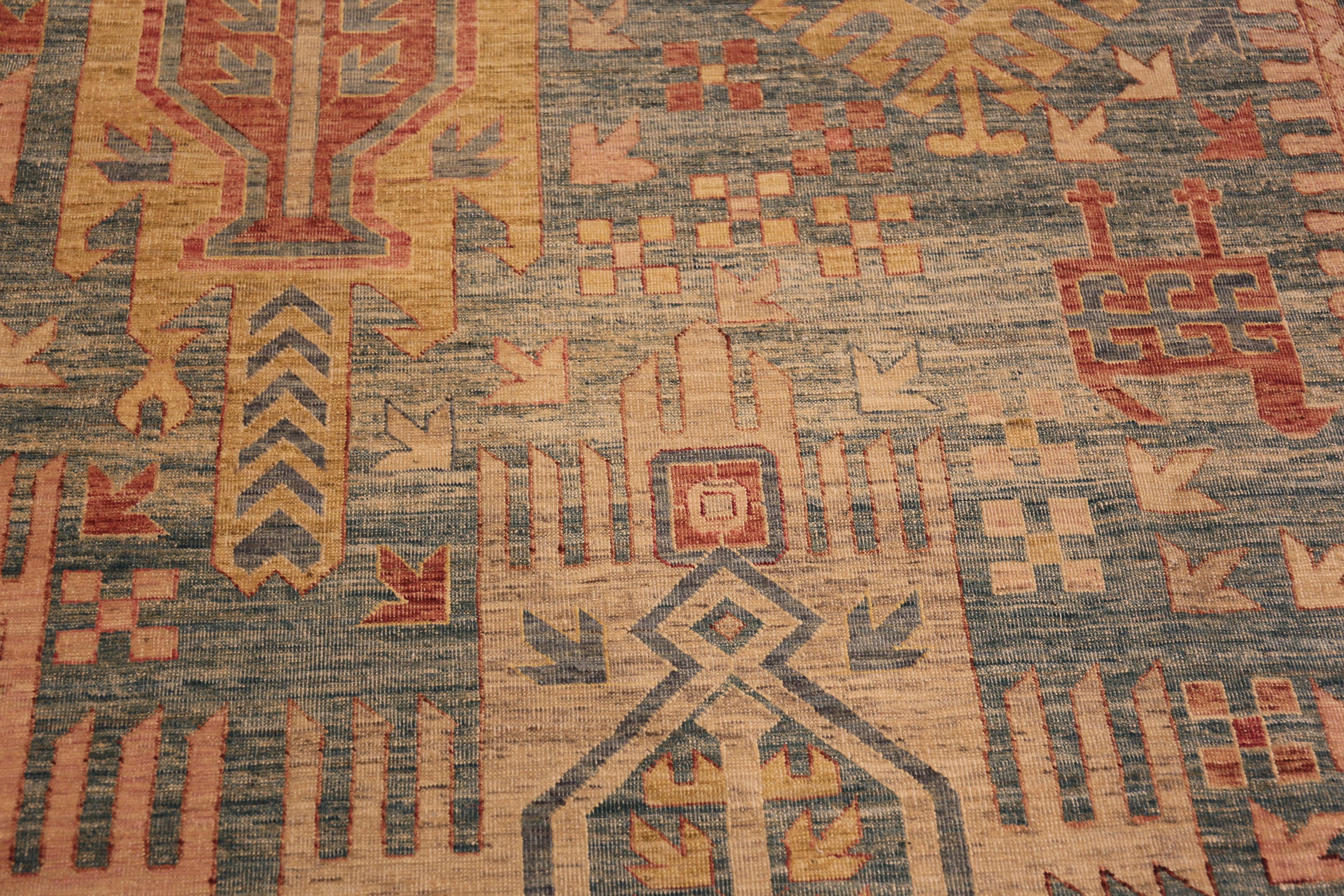 Lana Nazmiyal Collection Tappeto per l'area tribale dal design geometrico moderno e rustico 13'4