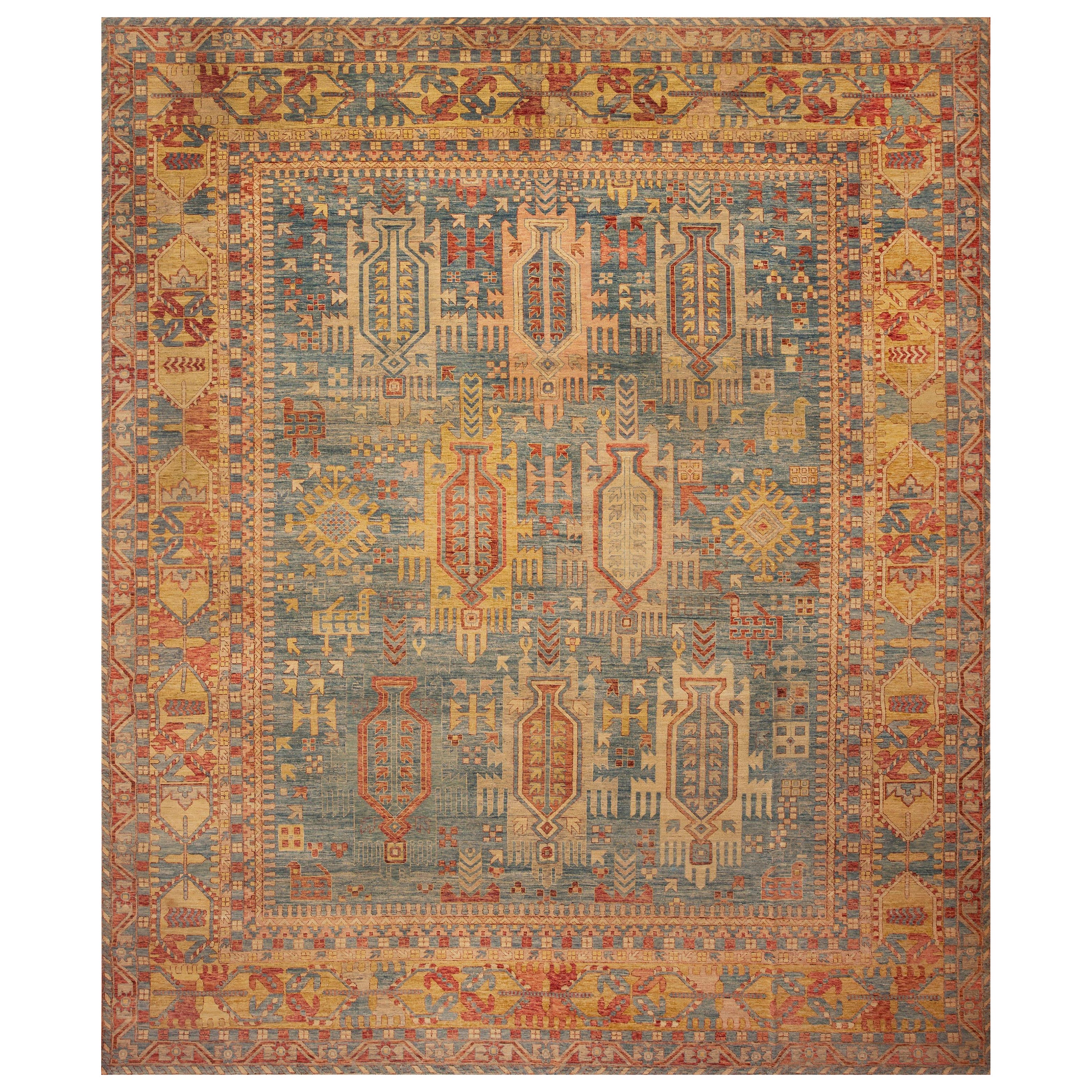 Nazmiyal Collection Tappeto per l'area tribale dal design geometrico moderno e rustico 13'4" x 16'