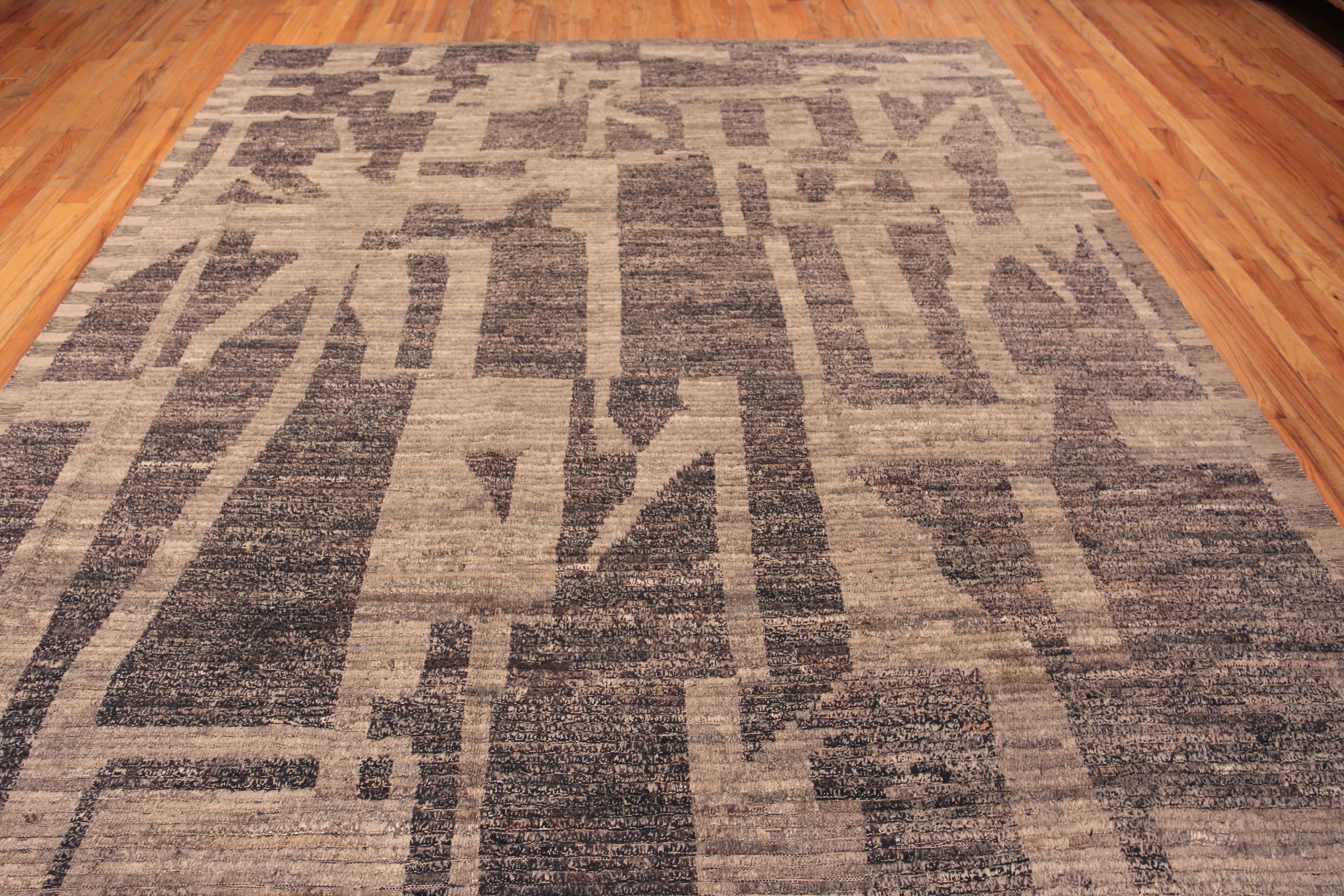 Hand-Knotted Nazmiyal Collection Tribal Geometric Earth Tone Grey Modern Rug 9'7