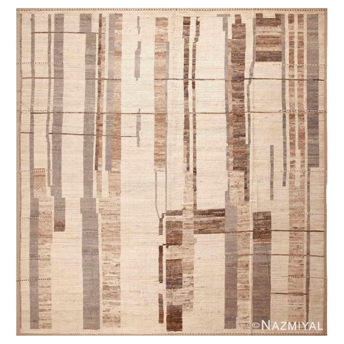 Collection Nazmiyal, tapis carré géométrique gris terreux moderne 13'5" x 14'2"