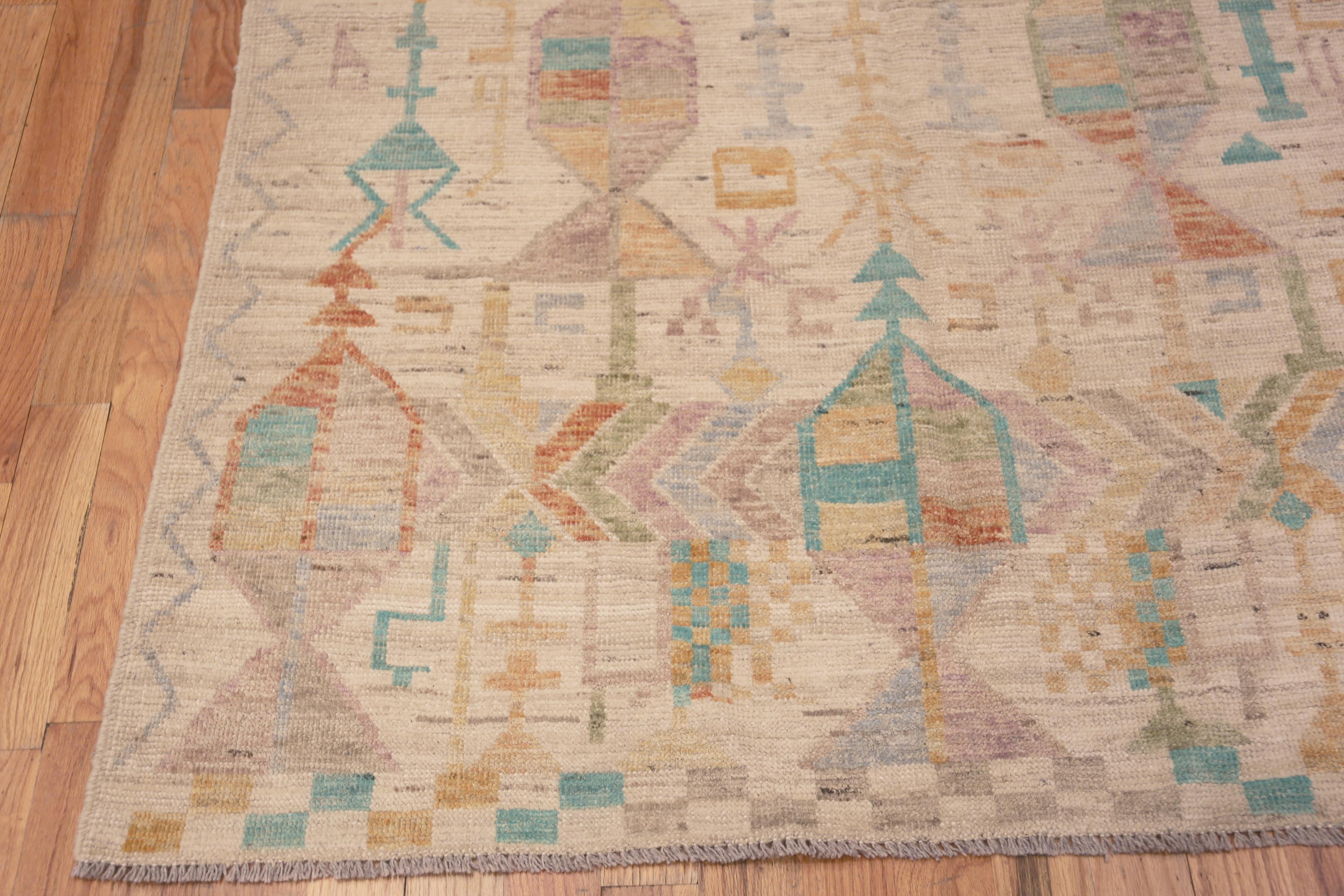 Lovely Tribal Geometric Modern Contemporary Handmade Wool Area Rug, Country of origin: Central Asia, Circa date: Modern Rugs