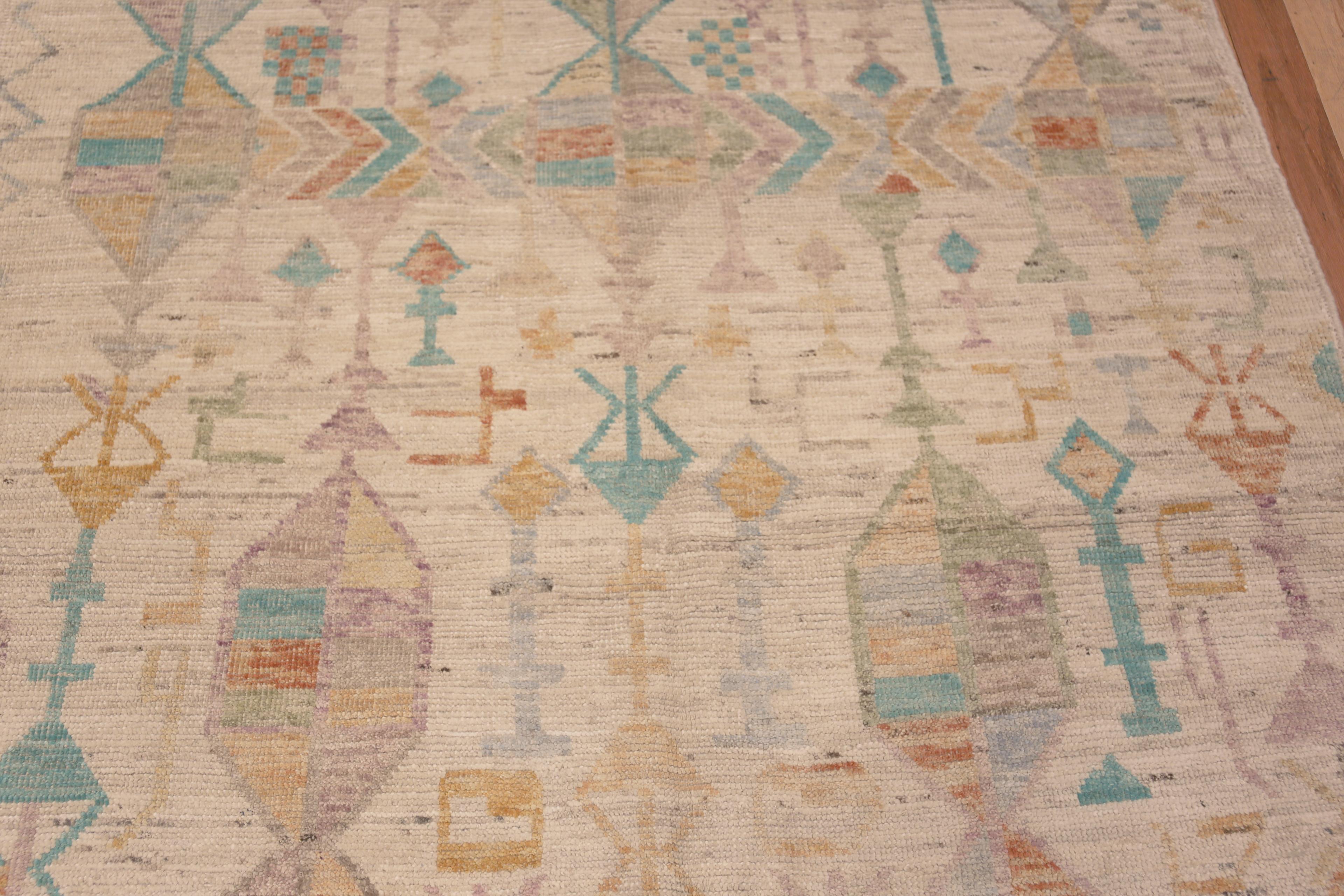 Central Asian Nazmiyal Collection Tribal Geometric Handmade Modern Area Rug 5'1