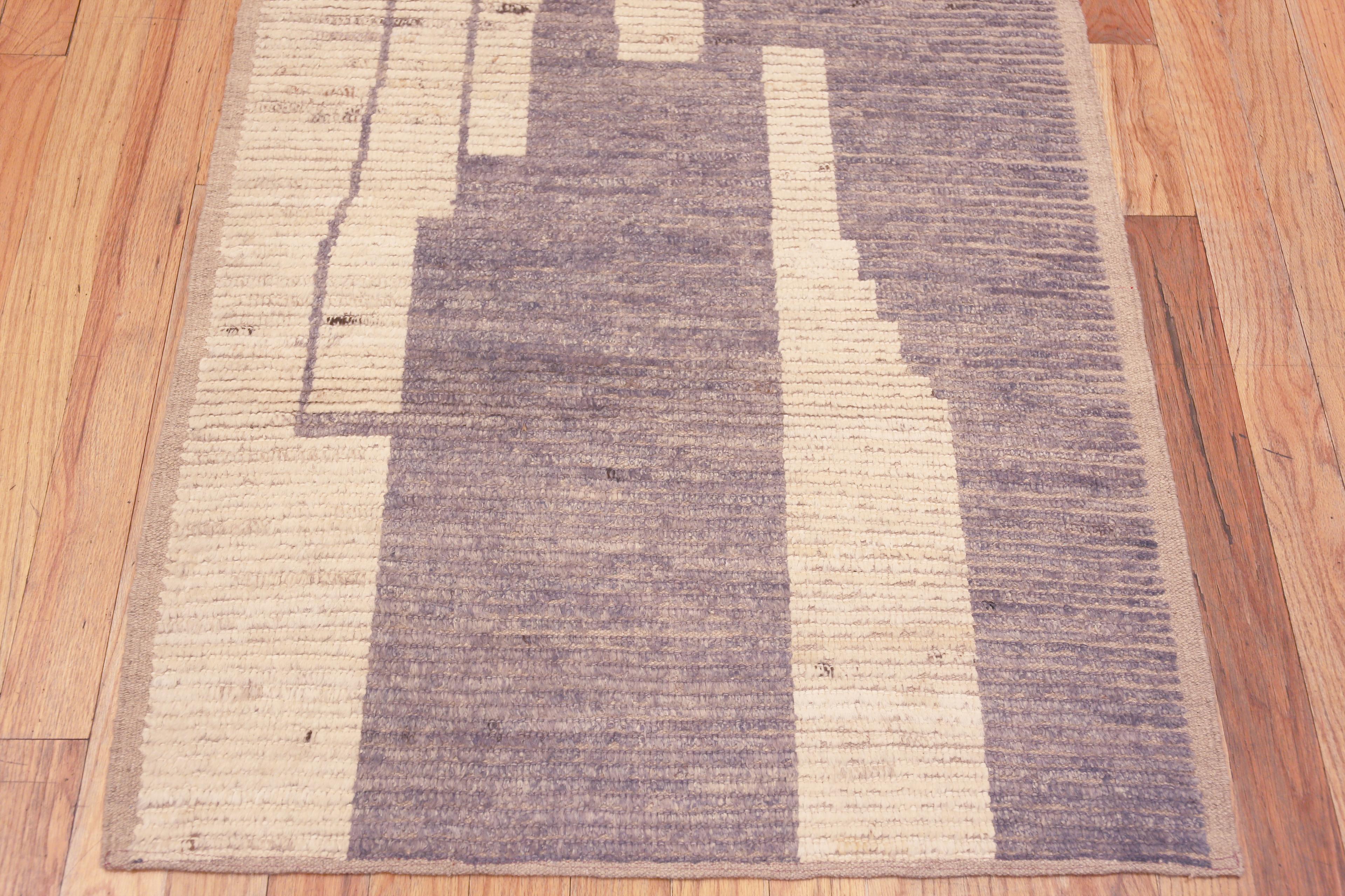 Hand-Knotted Nazmiyal Collection Tribal Geometric Neutral Color Modern Runner Rug 3'4