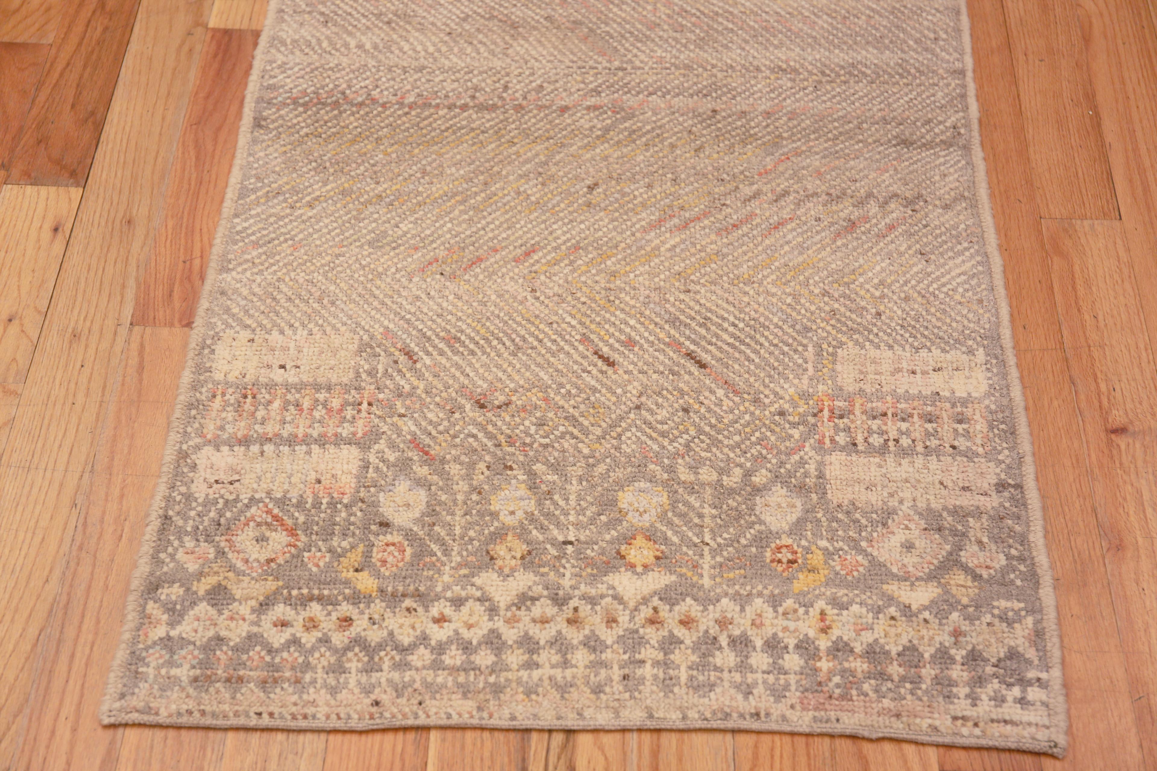 Central Asian Nazmiyal Collection Tribal Geometric Neutral Grey Modern Runner Rug 2'8