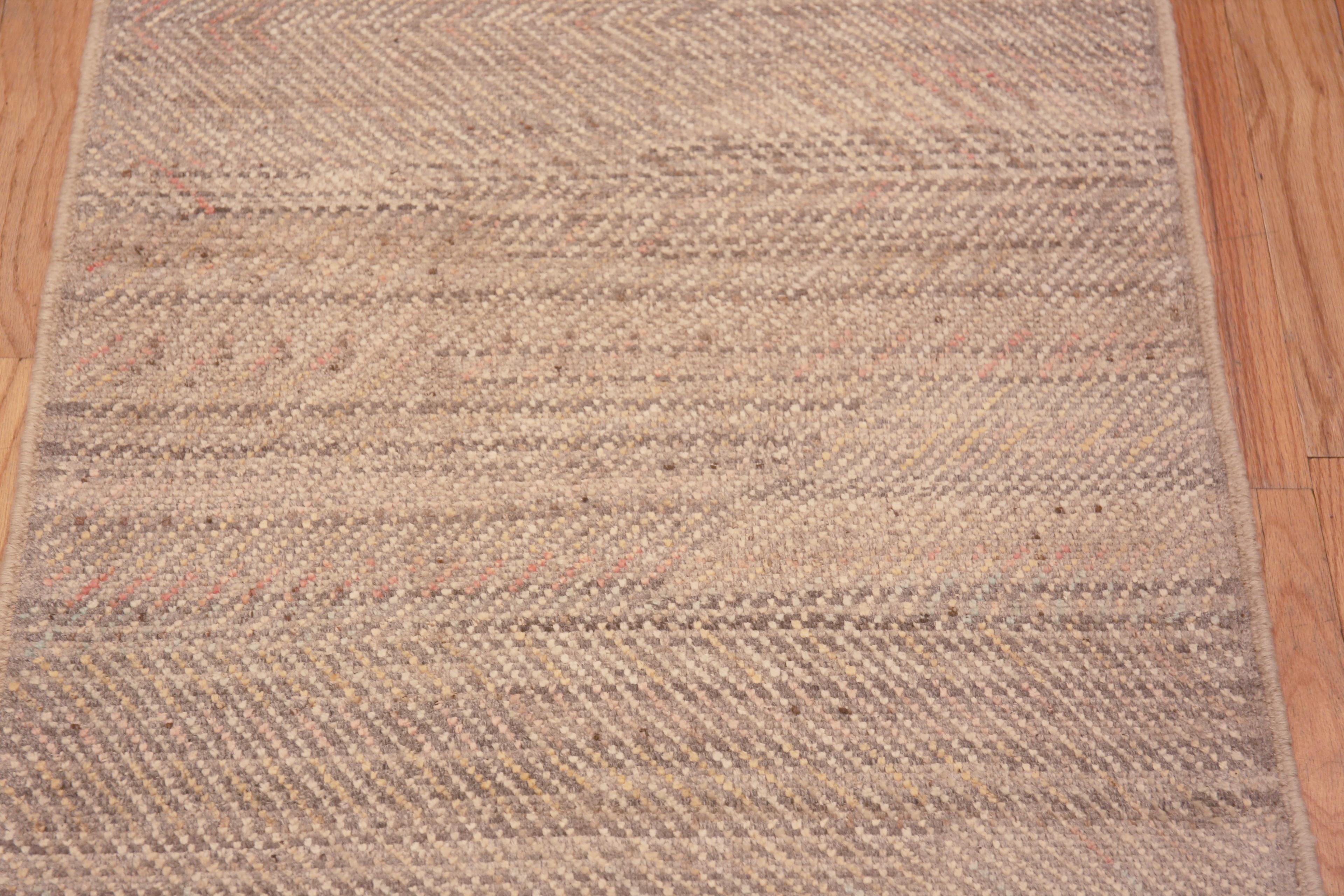 Centrasiatique Collection Nazmiyal, tapis de couloir moderne géométrique gris neutre, 2'8