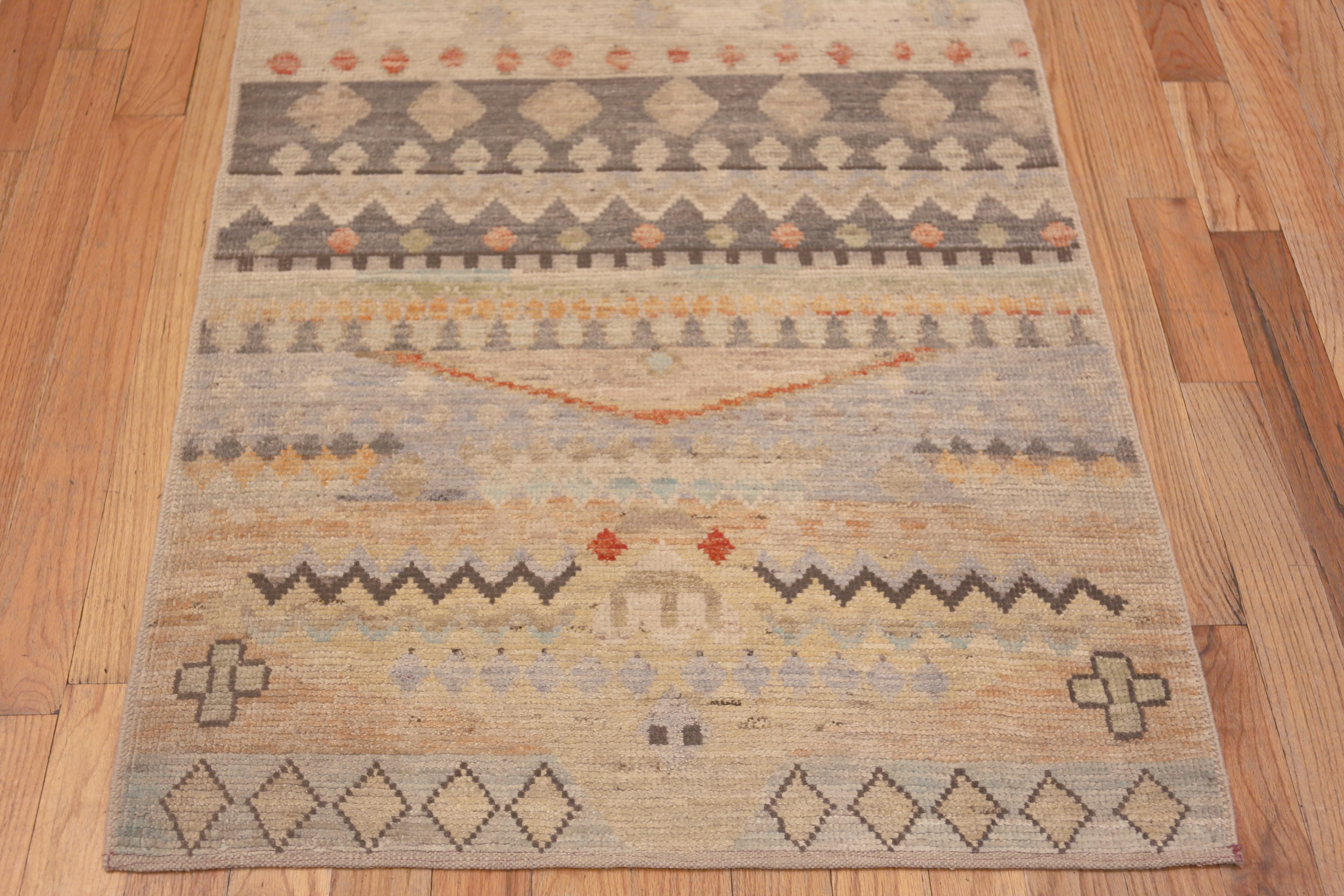 Central Asian Nazmiyal Collection Tribal Geometric Nomadic Modern Runner Rug 3'2